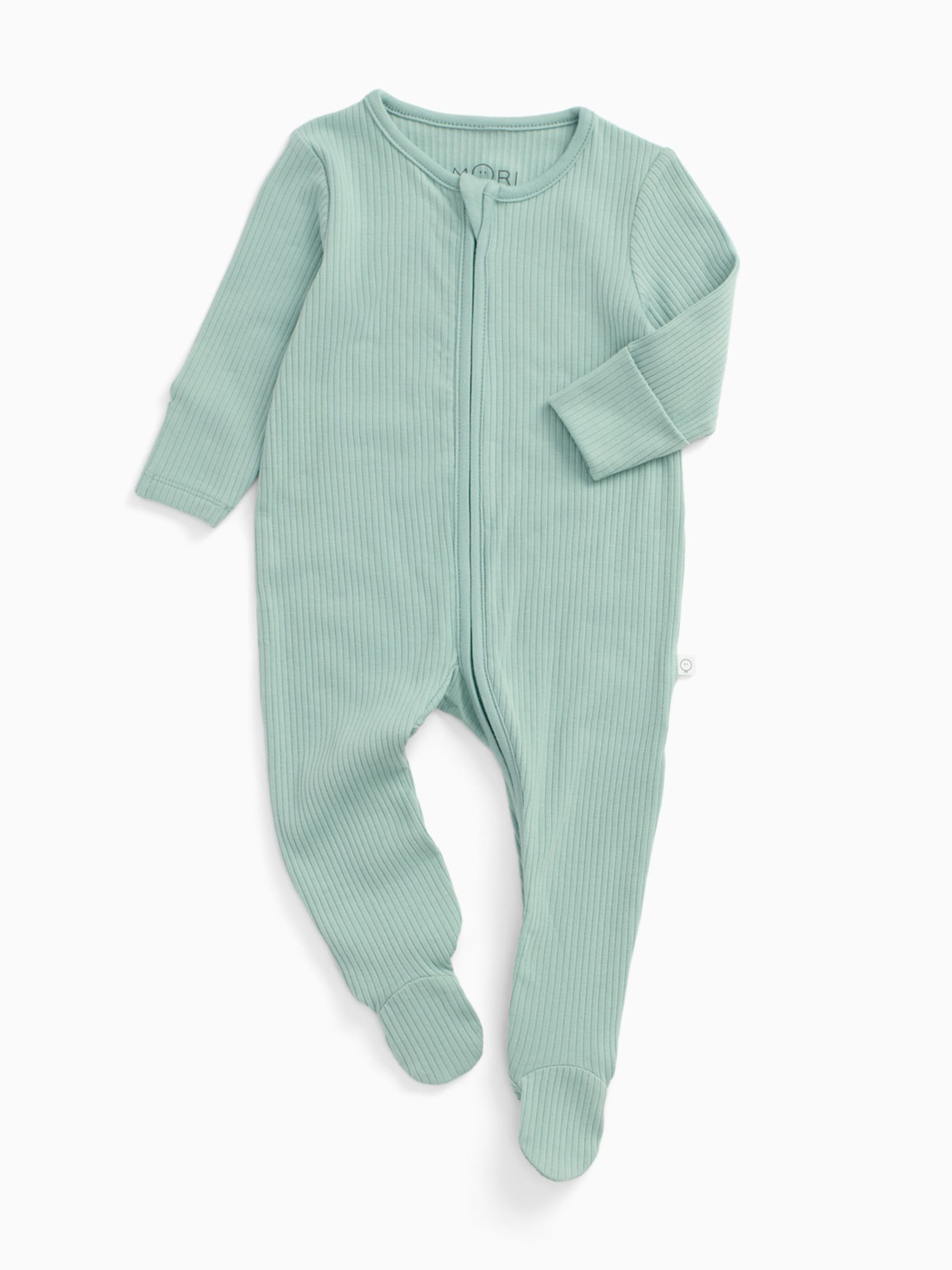 MORI Mint Green Ribbed Two Way Zip-Up Sleepsuit - Image 5 of 5