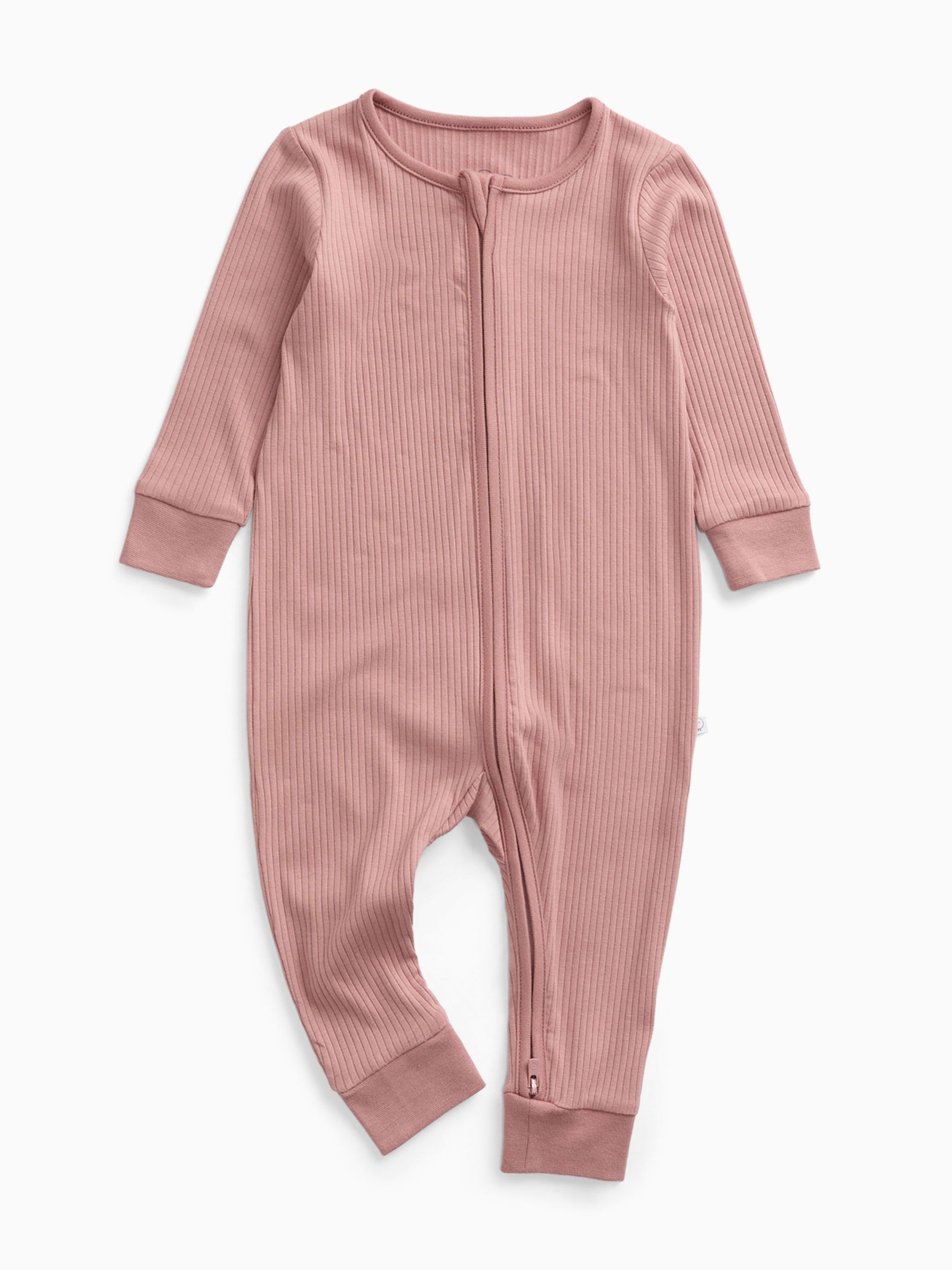 MORI Rose Pink Ribbed Two Way Zip-Up Sleepsuit - Image 2 of 4