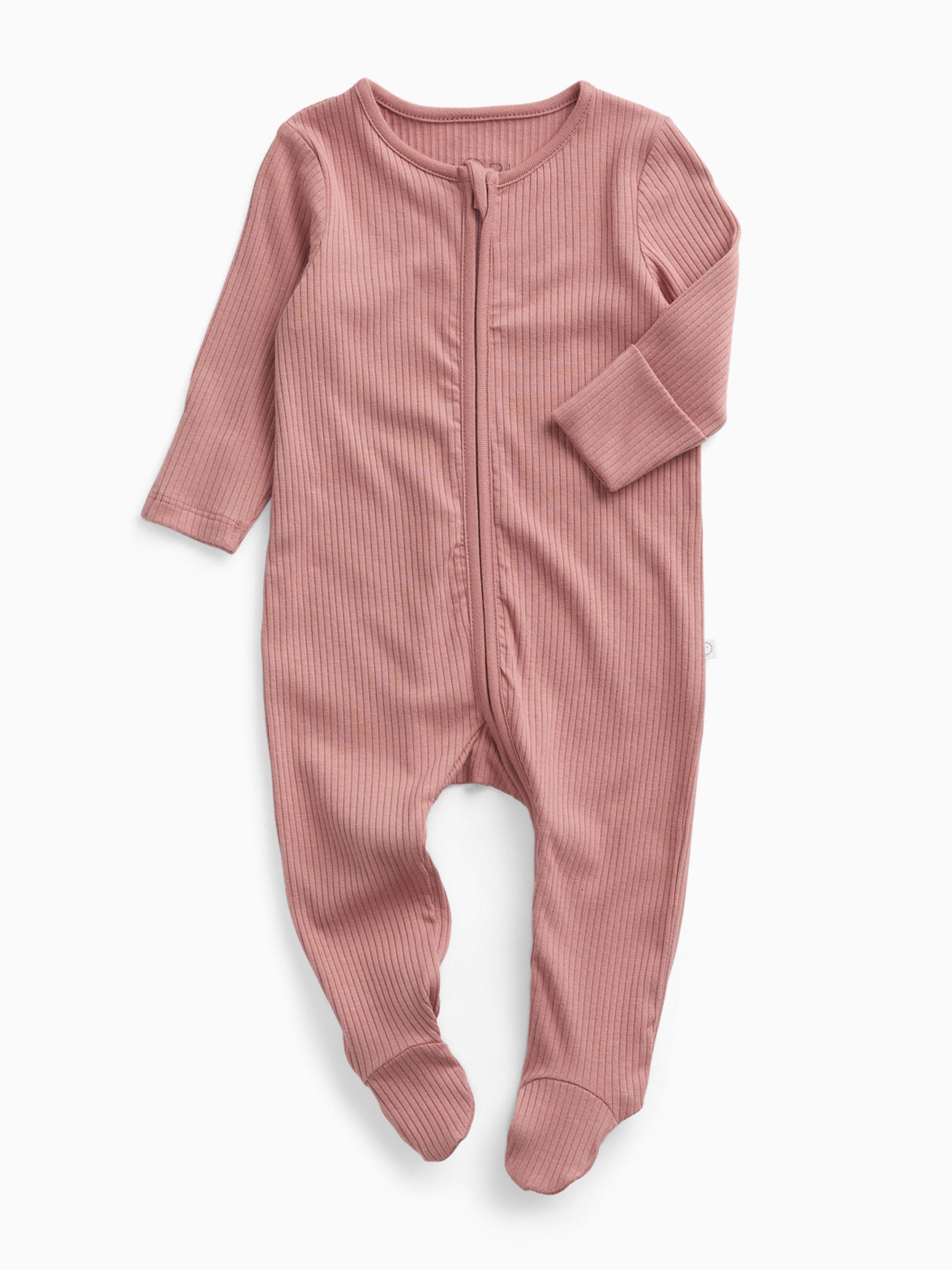 MORI Rose Pink Ribbed Two Way Zip-Up Sleepsuit - Image 3 of 4