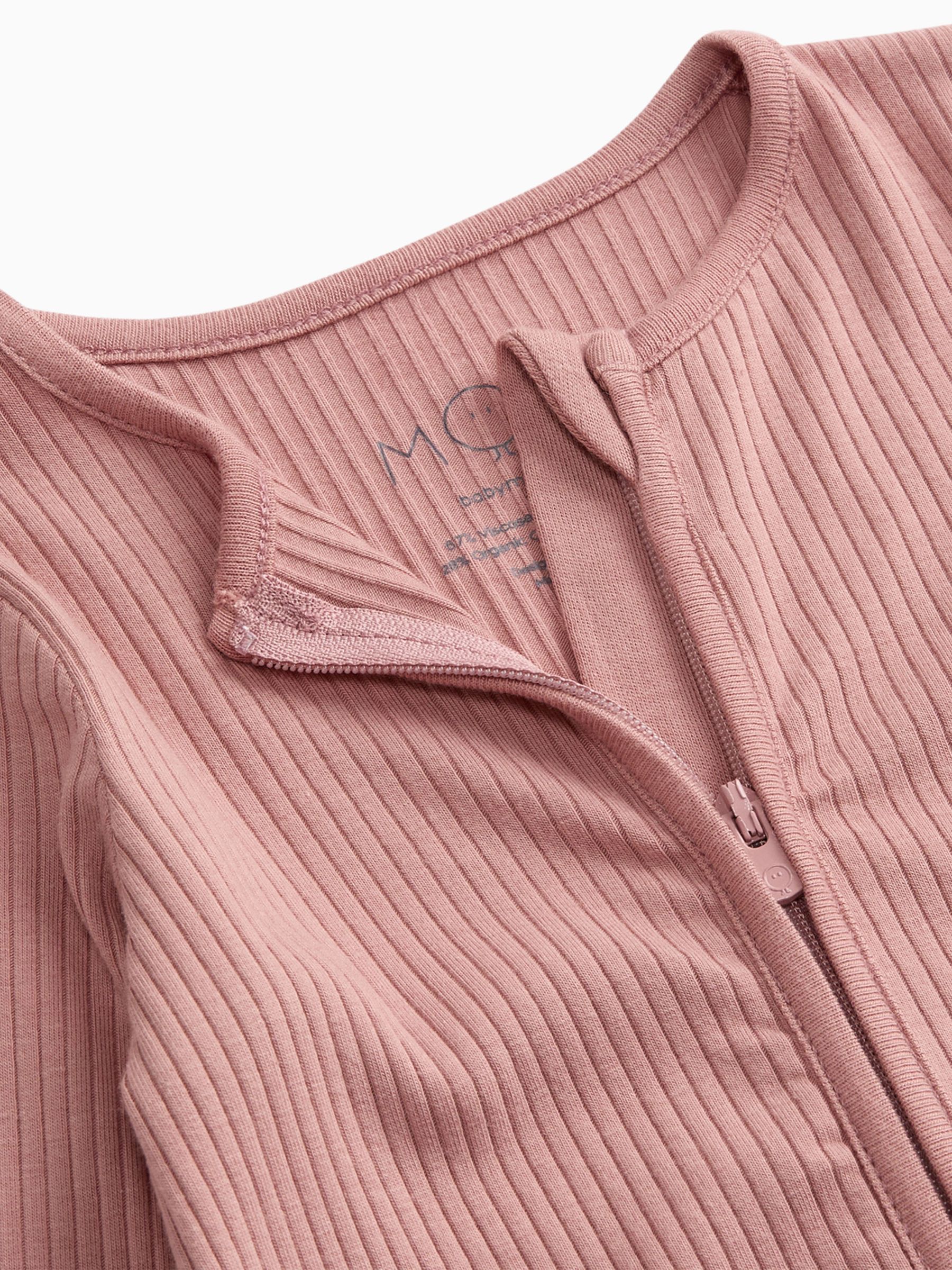 MORI Rose Pink Ribbed Two Way Zip-Up Sleepsuit - Image 4 of 4