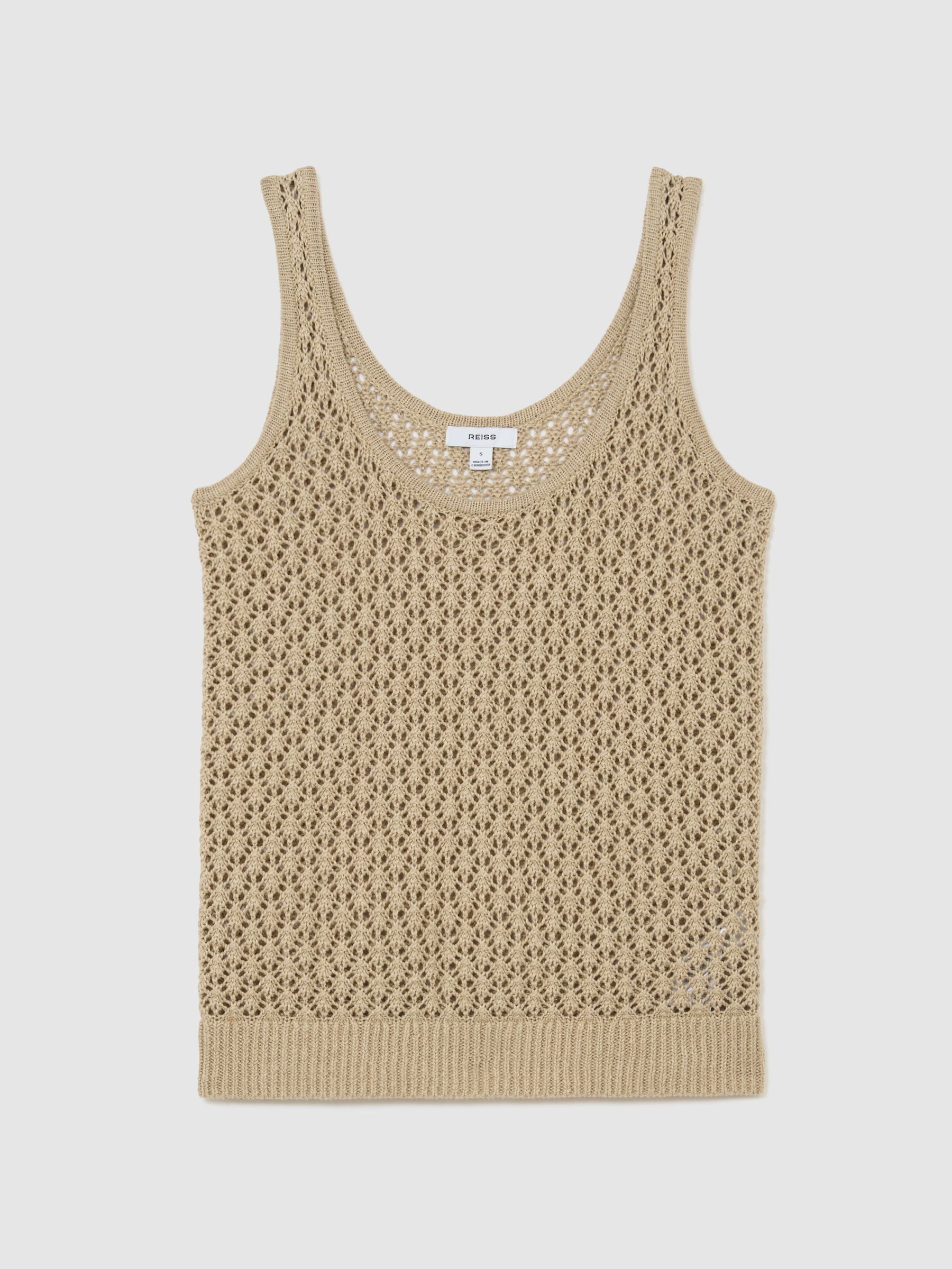 Linen Open-Stitch Knitted Vest in Neutral - Image 2 of 8