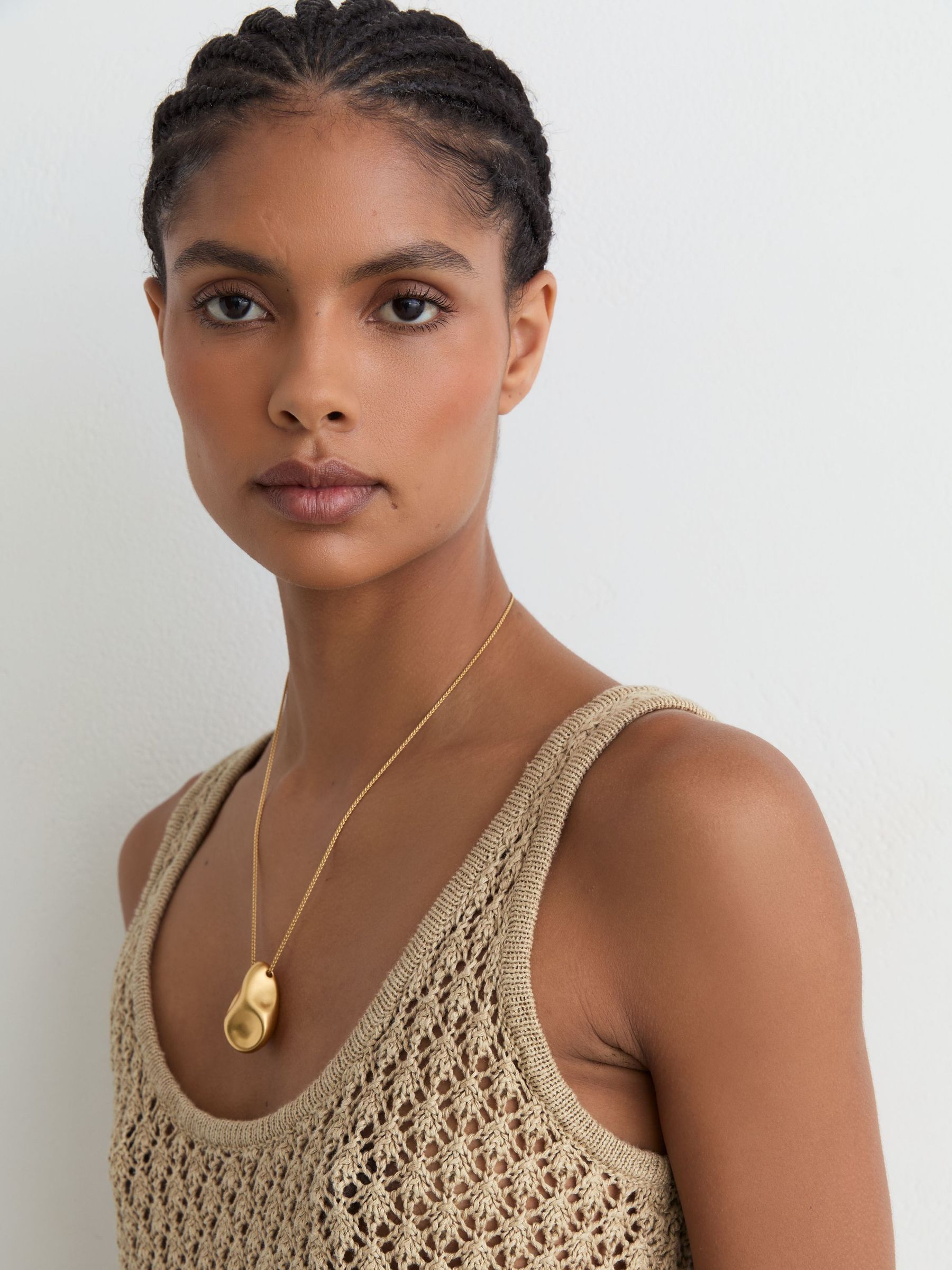 Linen Open-Stitch Knitted Vest in Neutral - image 4