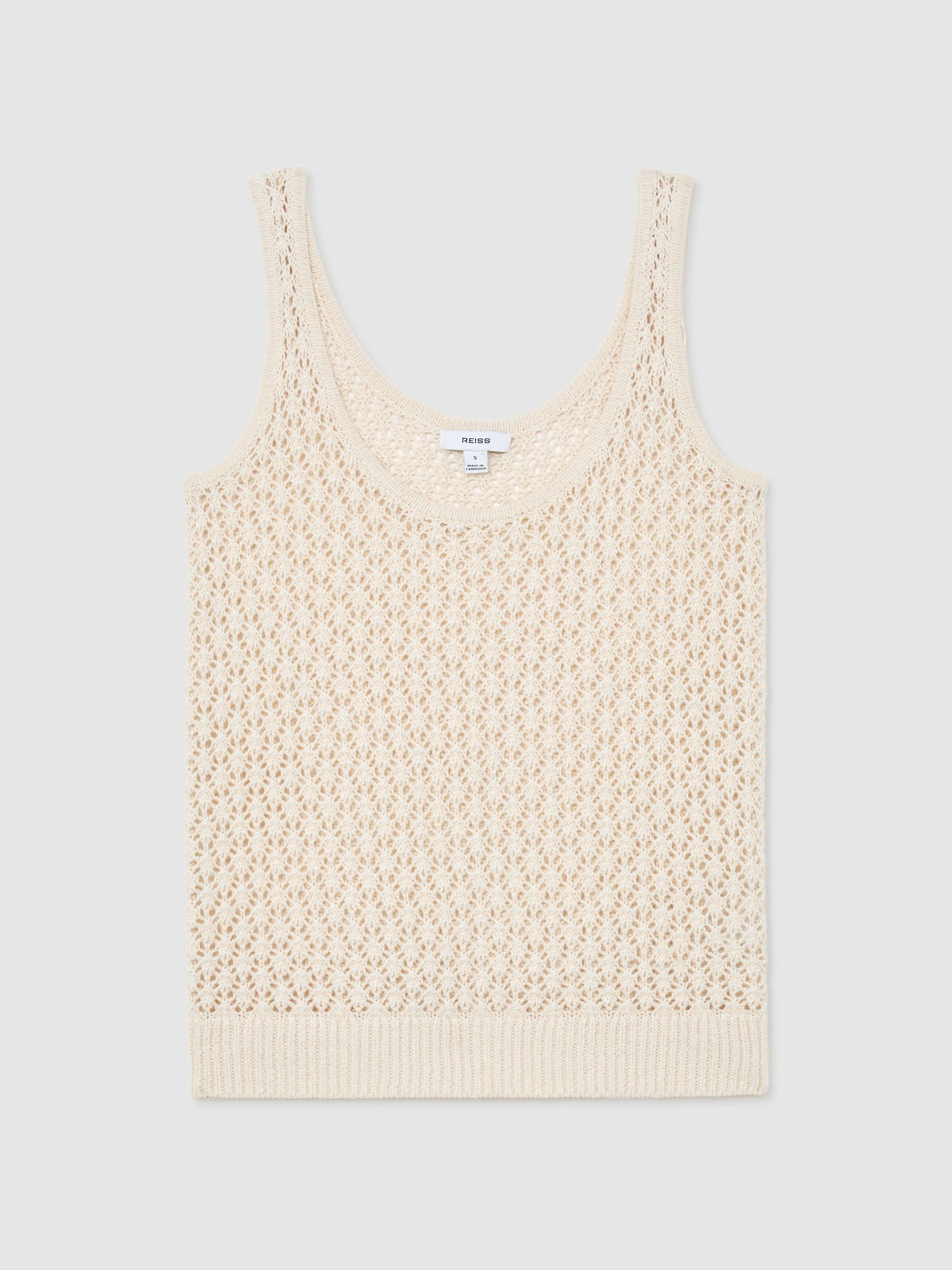 Linen Open-Stitch Knitted Vest in Ivory - Image 2 of 6