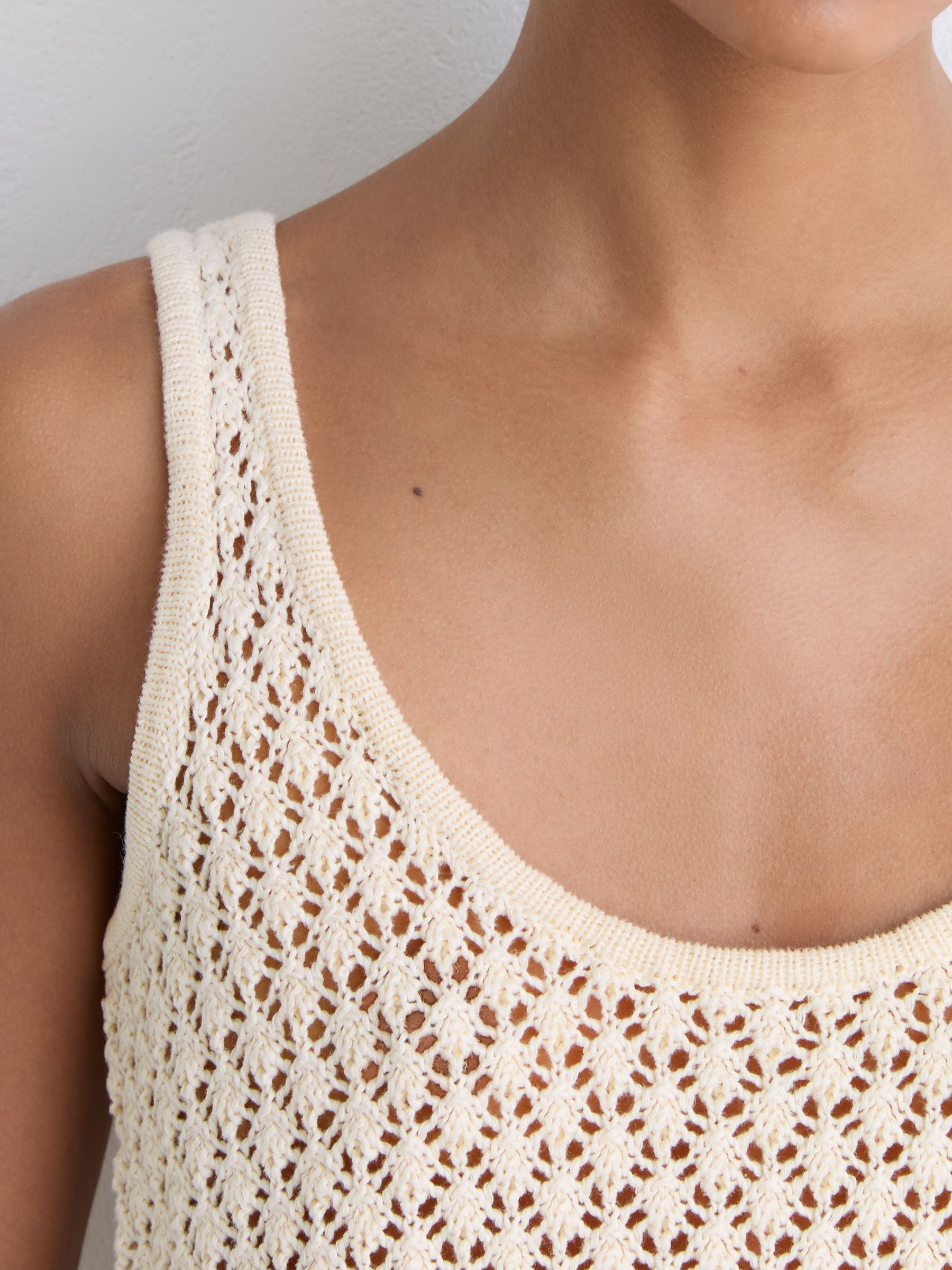 Linen Open-Stitch Knitted Vest in Ivory - Image 4 of 6