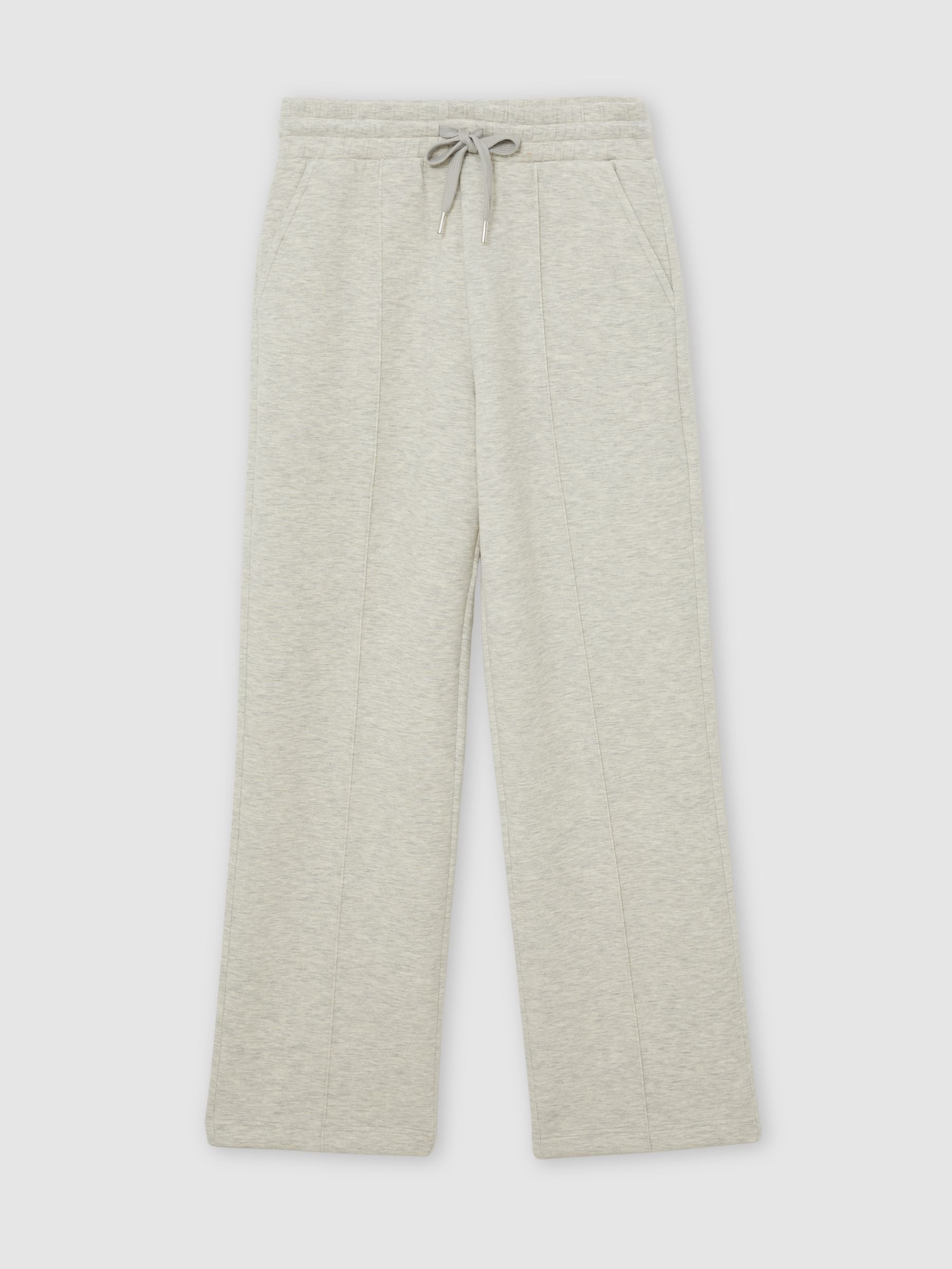 Petite Premium Interlock Wide-Leg Joggers in Grey Marl - image 1