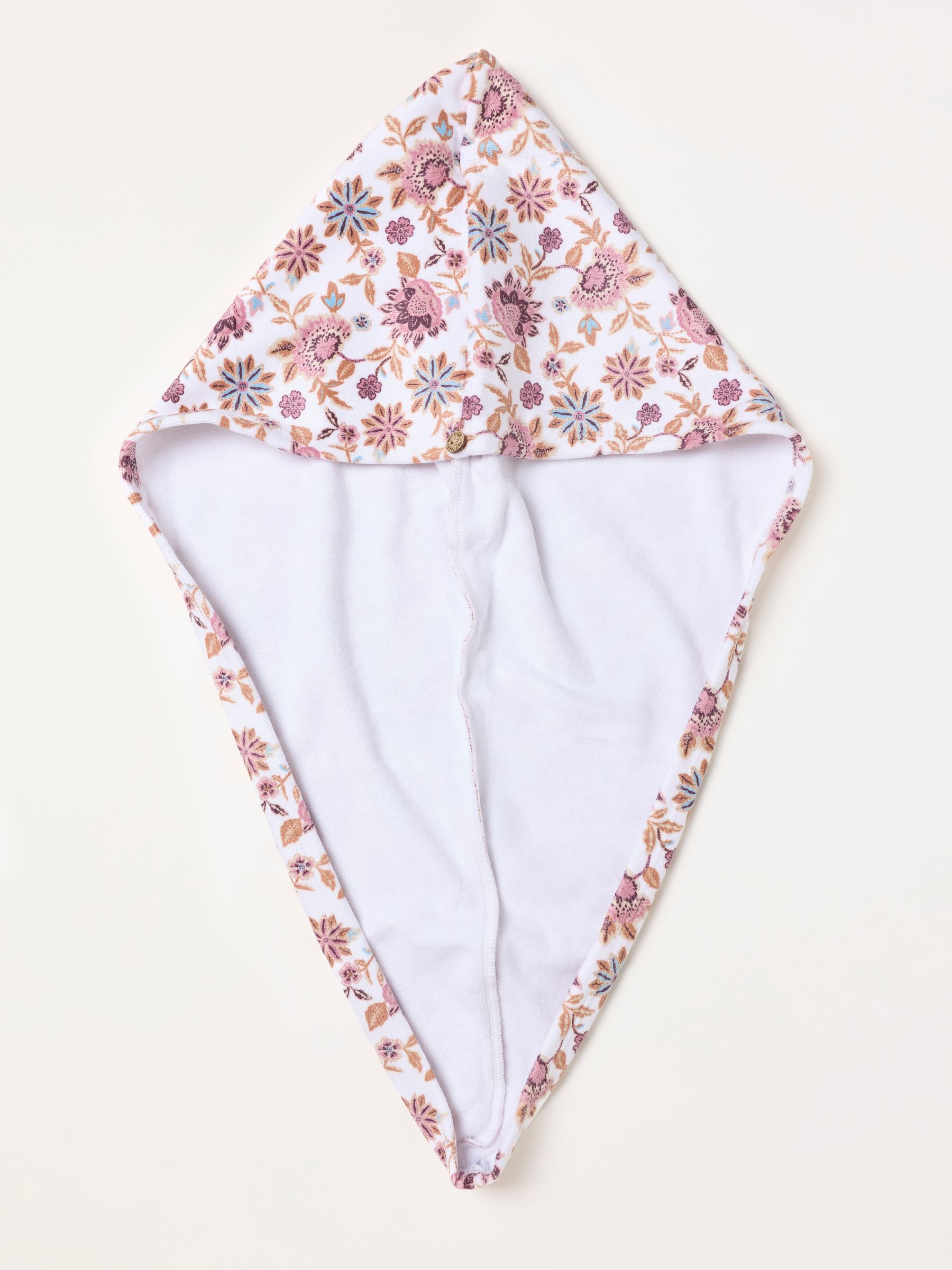White Floral Printed Hair Wrap Towel - Image 1 of 3