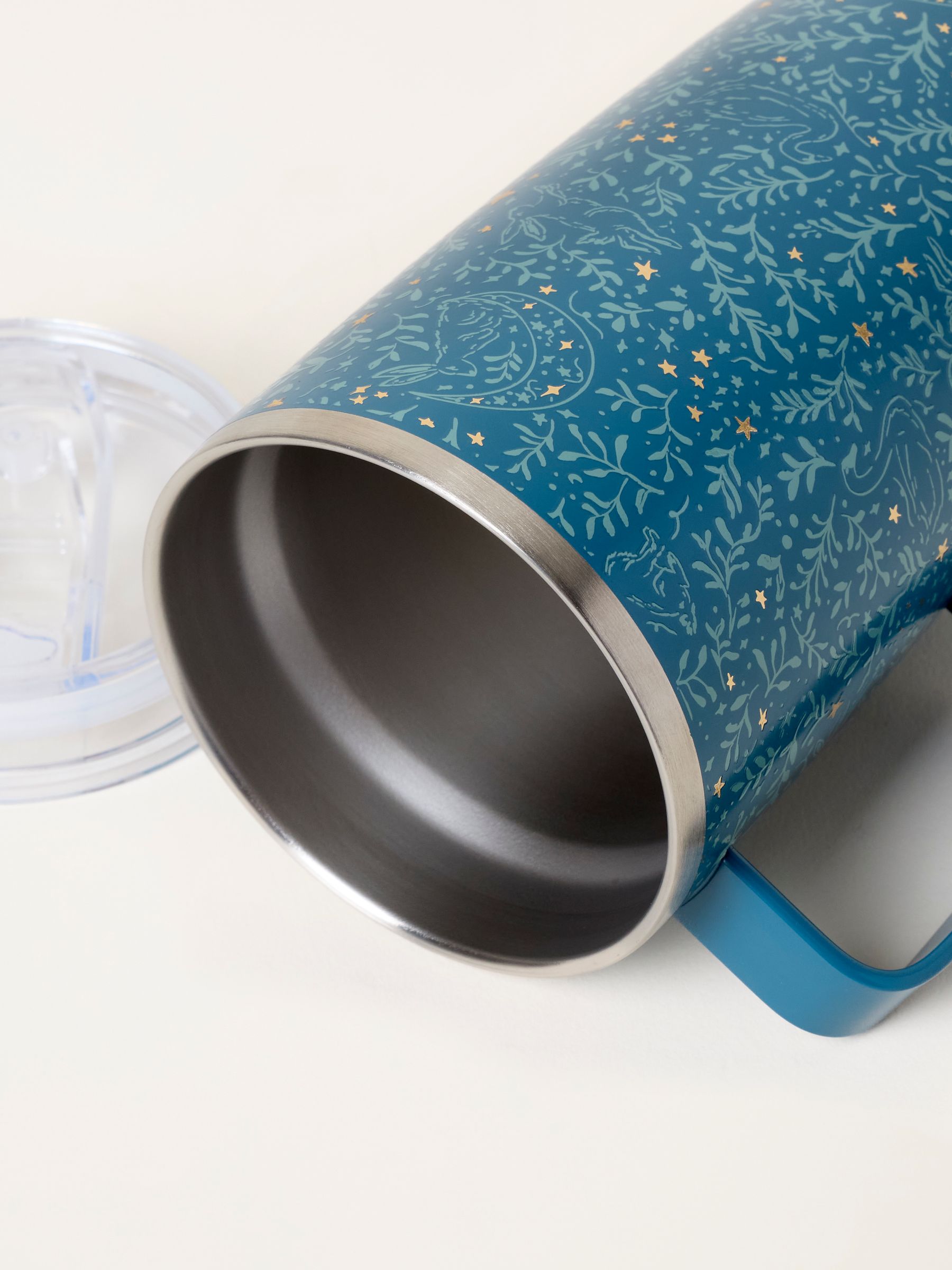 Teal Blue Woodland Star Print Travel Mug - Image 3 of 3