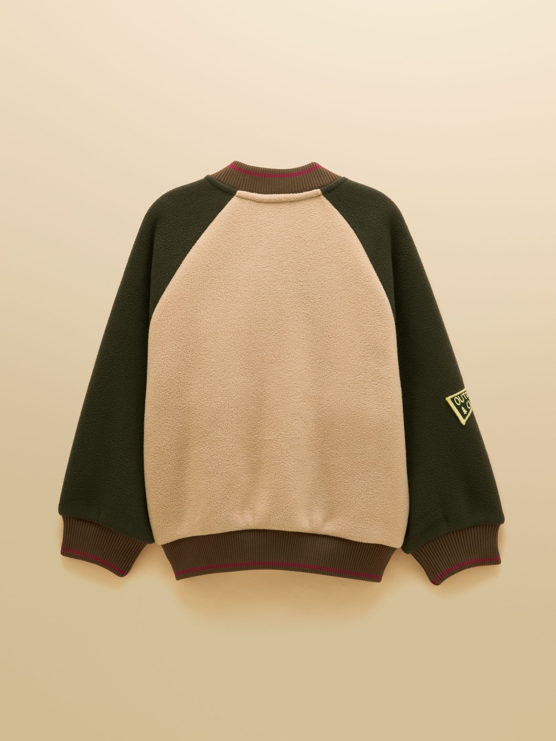 Boys' Camden Tan Brown Fleece Bomber Jacket - Image 2 of 5