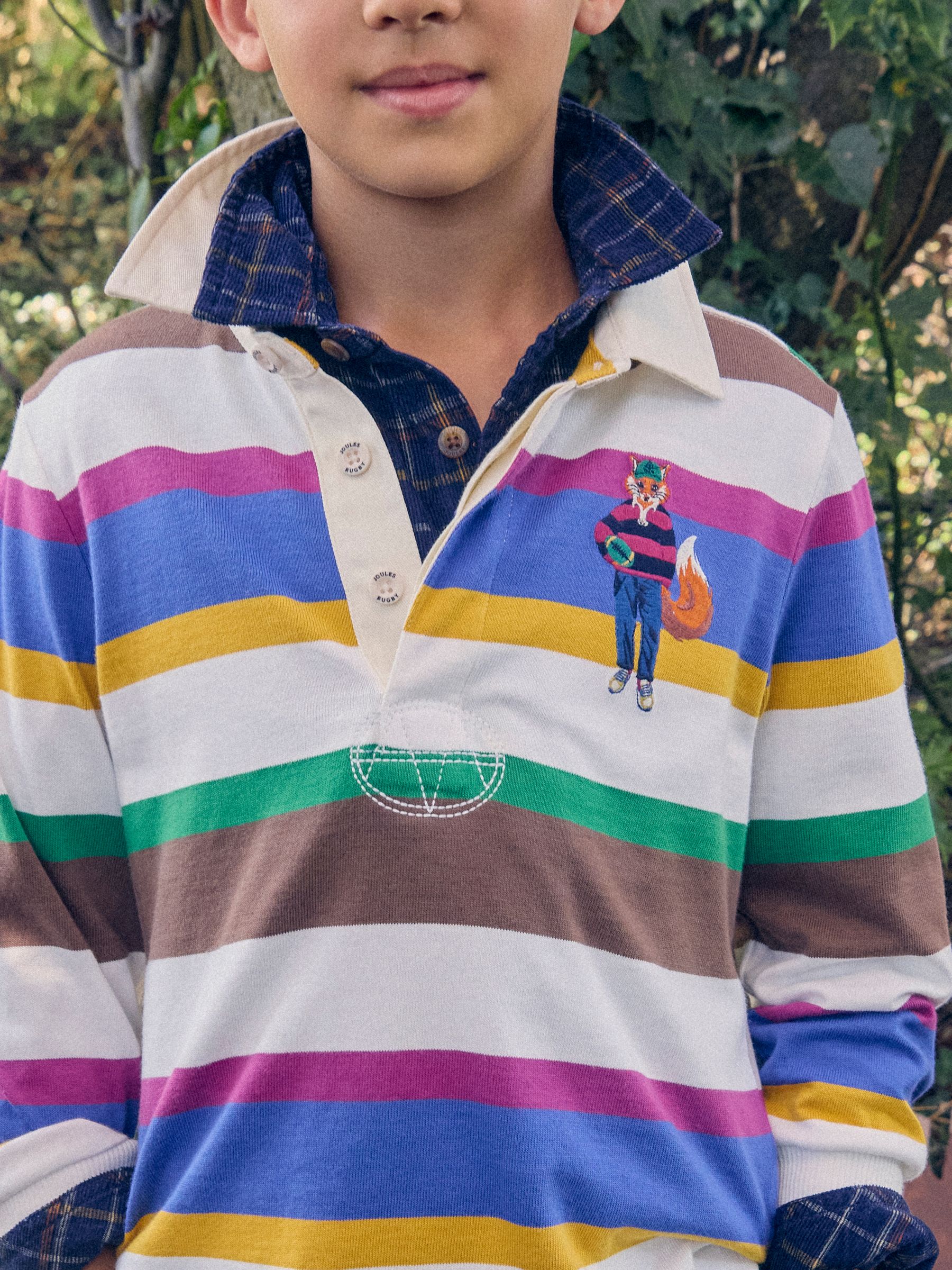 Boys' Rugby Club Multi Stripe Long Sleeve Rugby Shirt - Image 2 of 2