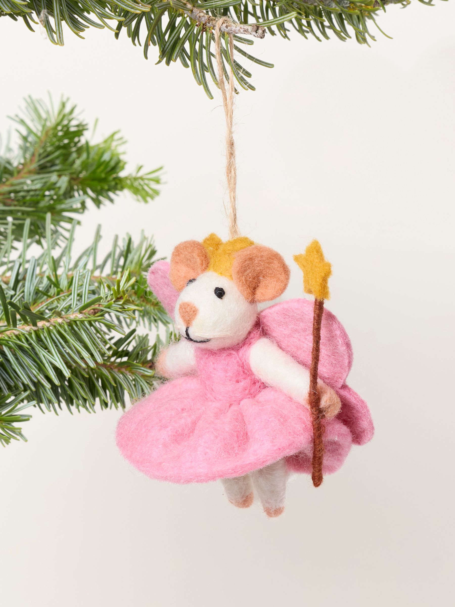 Pink Fairy Mouse Felt Christmas Decoration - Image 2 of 3 Pink Fairy Mouse Felt Christmas Decoration - Image 2 of 3