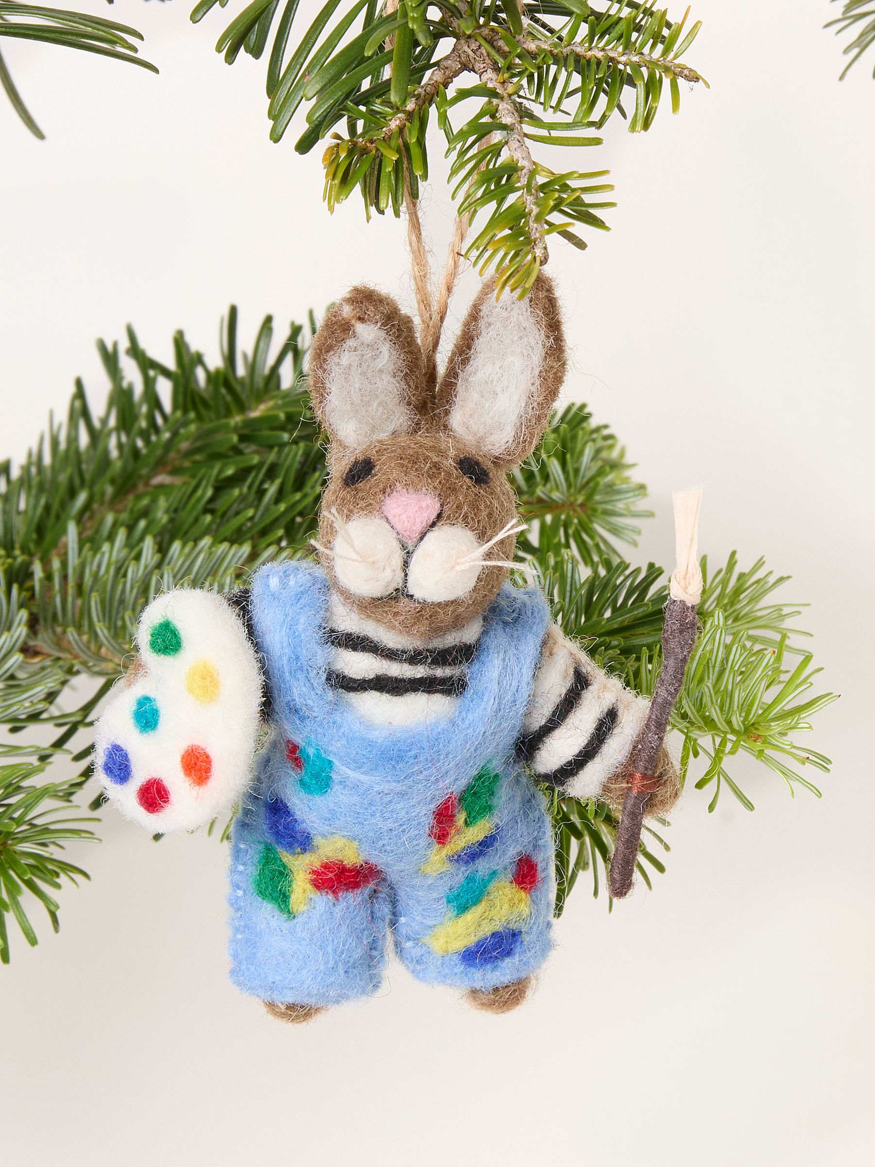 Blue Hare Felt Christmas Decoration - Image 1 of 3