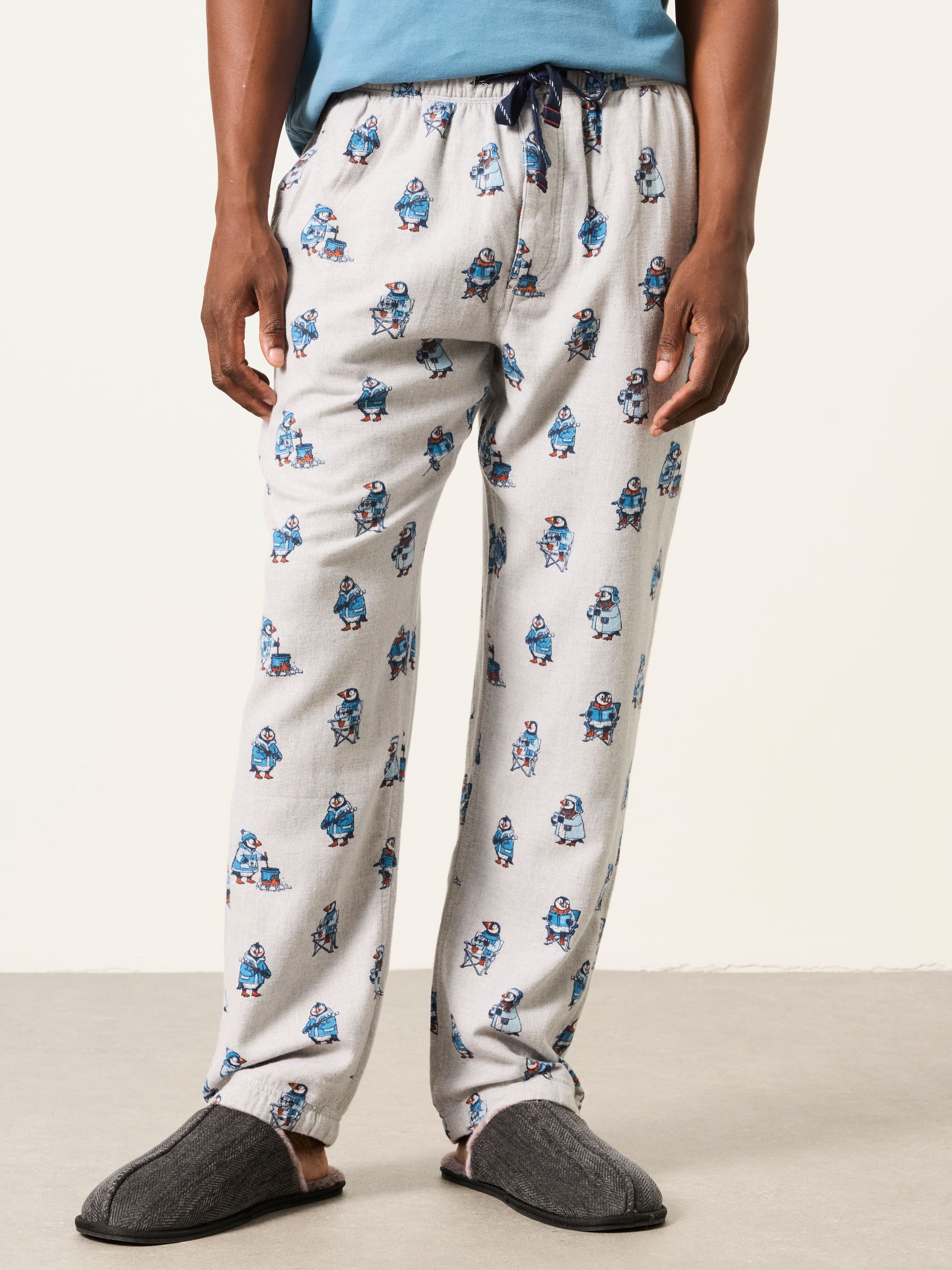 Grey Puffin Print Pyjama Bottom - Image 1 of 5 Grey Puffin Print Pyjama Bottom - Image 1 of 5