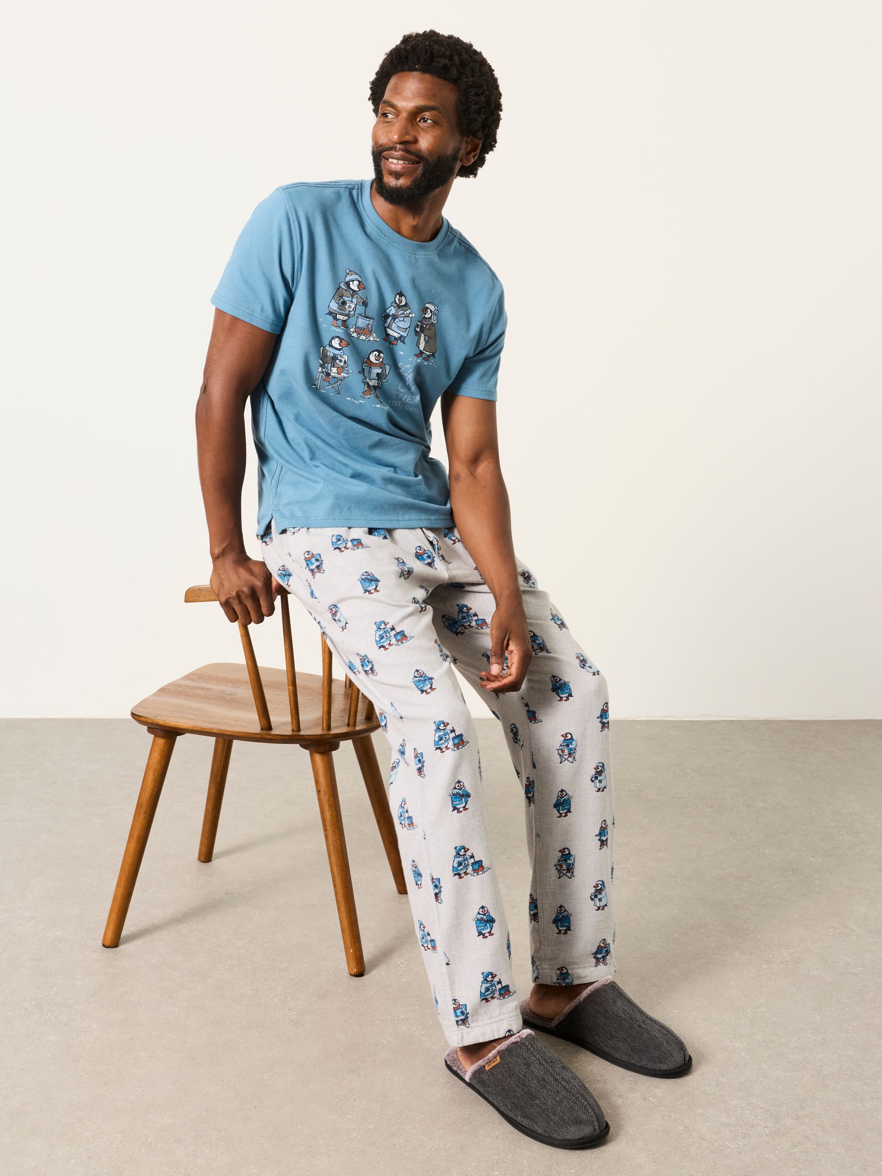 Grey Puffin Print Pyjama Bottom - Image 4 of 5