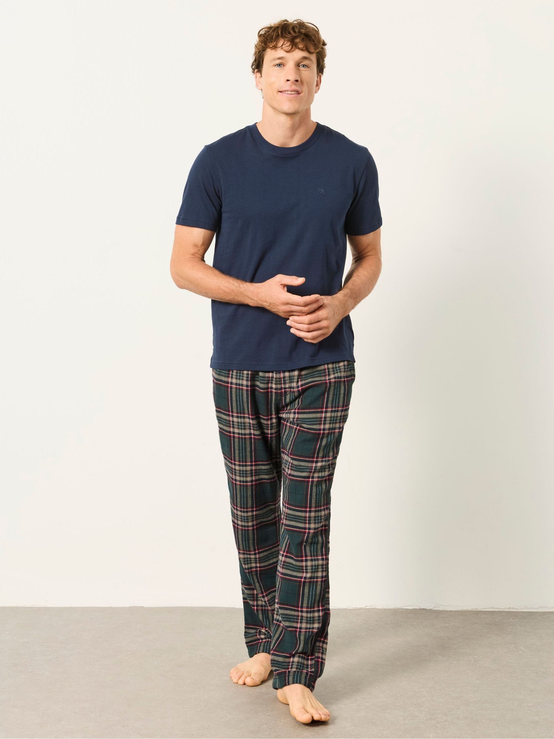 Kennet 2 Piece Navy Green Check Pyjama Set - Image 4 of 7
