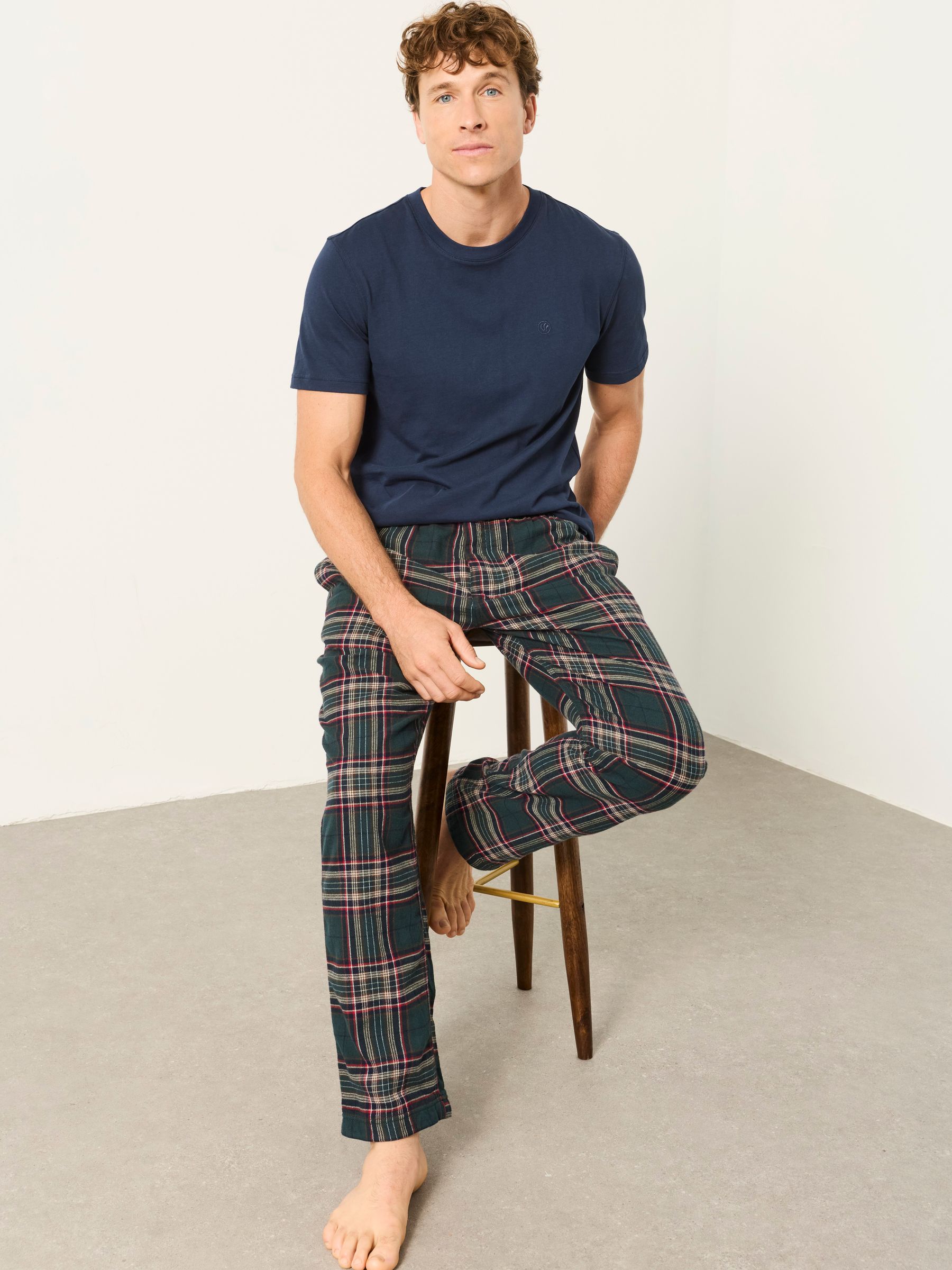 Kennet 2 Piece Navy Green Check Pyjama Set - Image 5 of 7