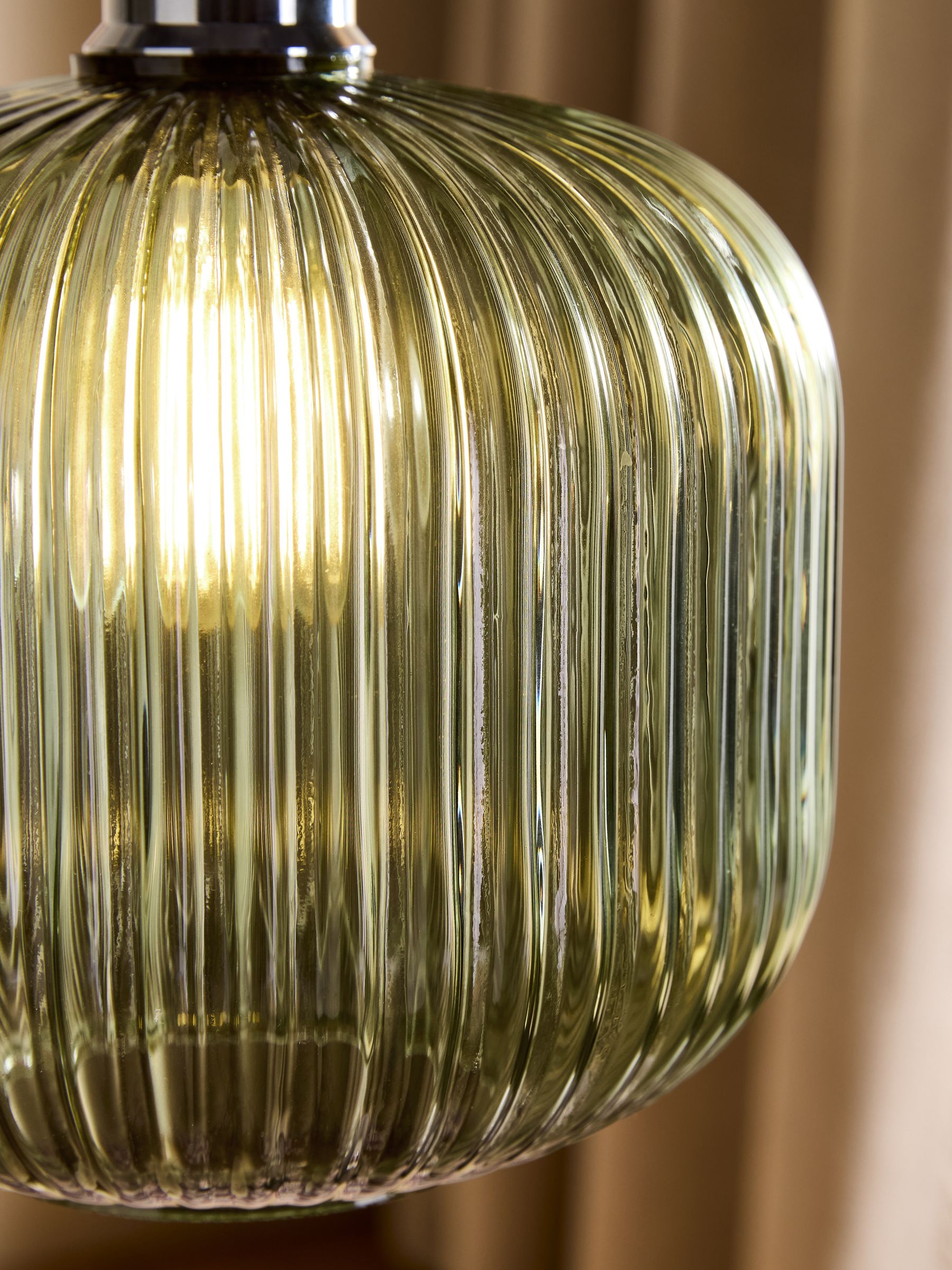 Briz Ribbed Glass Easy Fit Light Shade in Green - Image 4 of 6