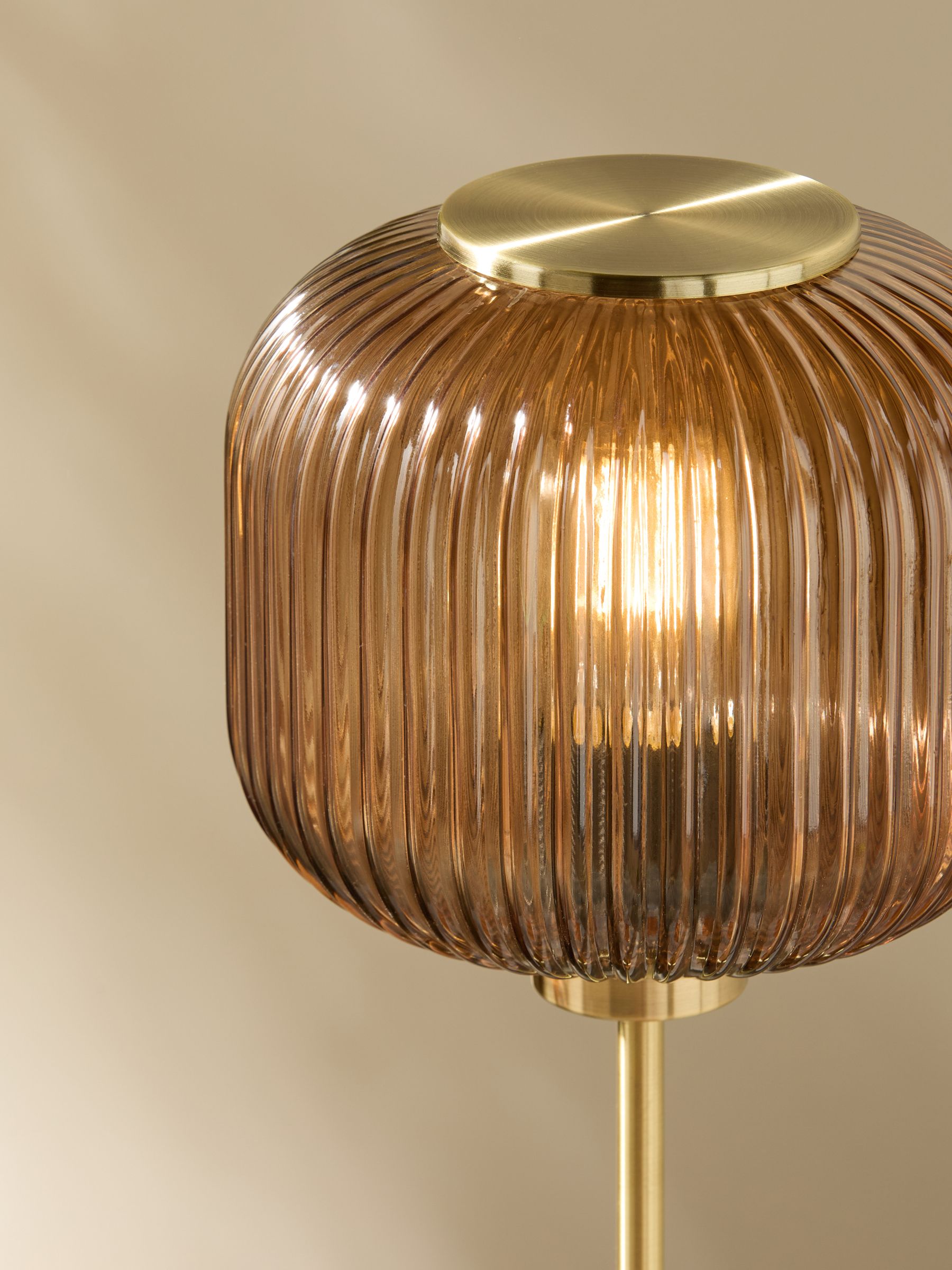 Briz Ribbed Glass Table Light in Amber Brown - Image 2 of 5