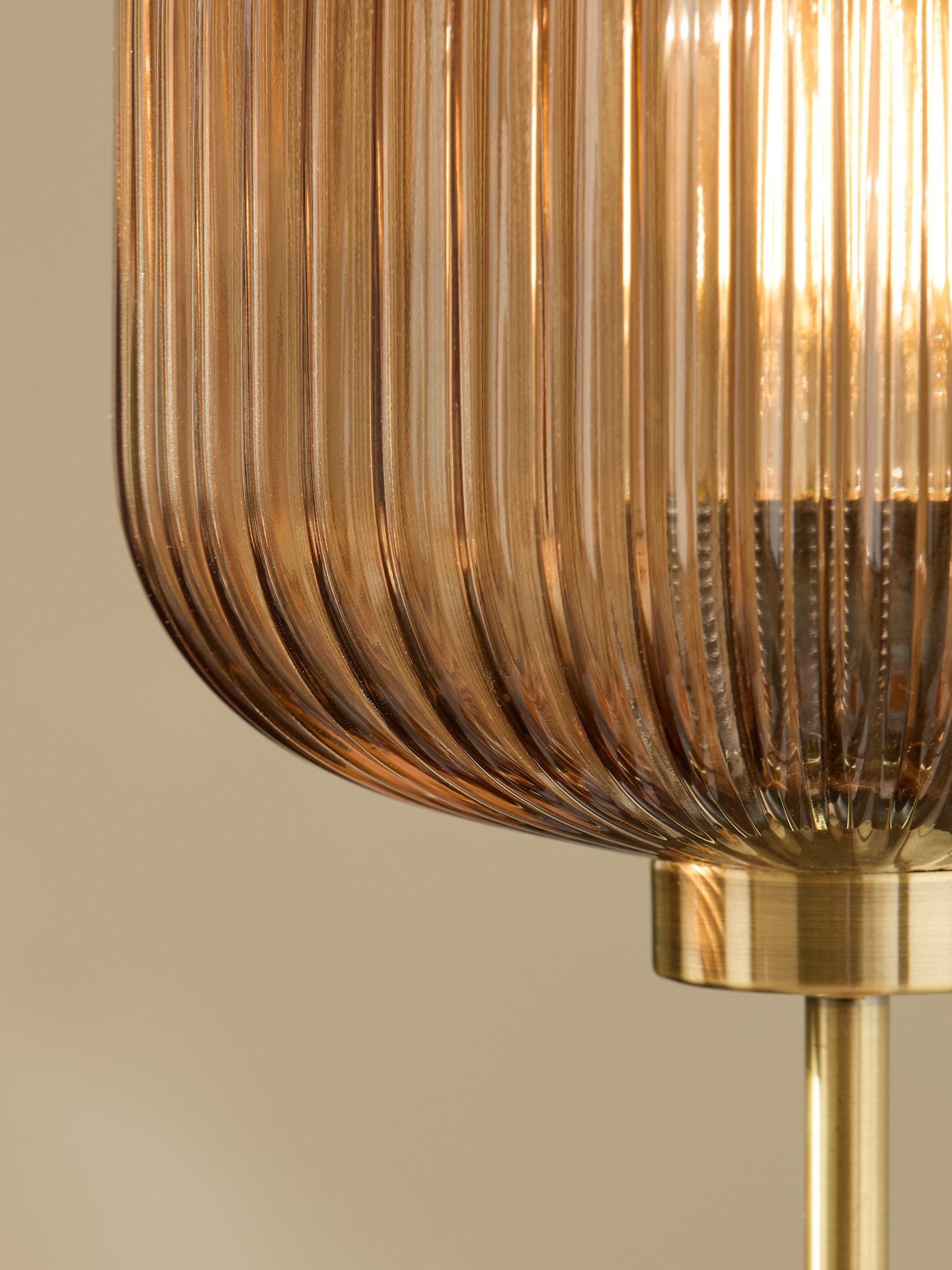 Briz Ribbed Glass Table Light in Amber Brown - Image 3 of 5