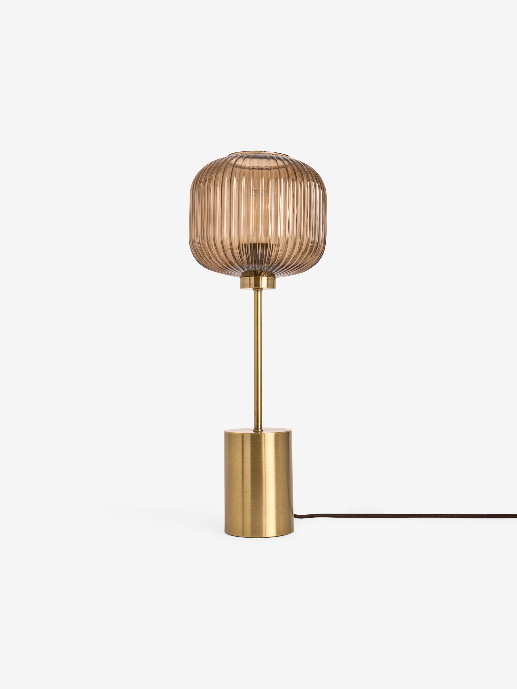 Briz Ribbed Glass Table Light in Amber Brown - Image 4 of 5