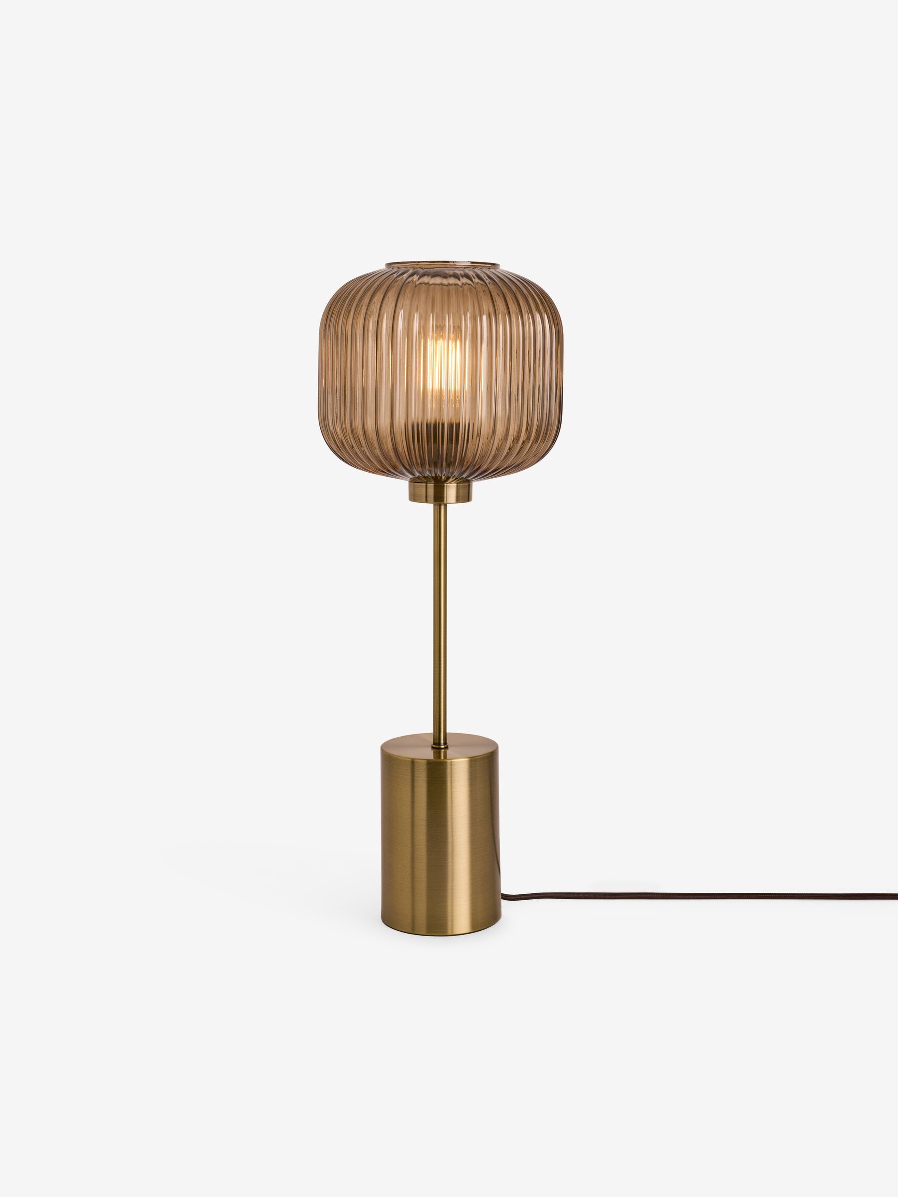 Briz Ribbed Glass Table Light in Amber Brown - Image 5 of 5