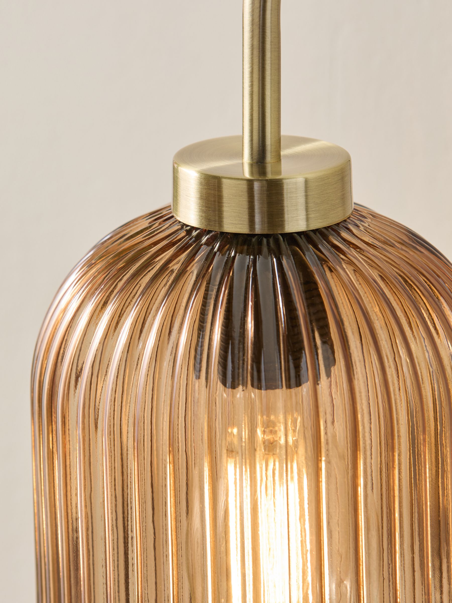 Briz Ribbed Glass Wall Light in Amber Brown - Image 2 of 5