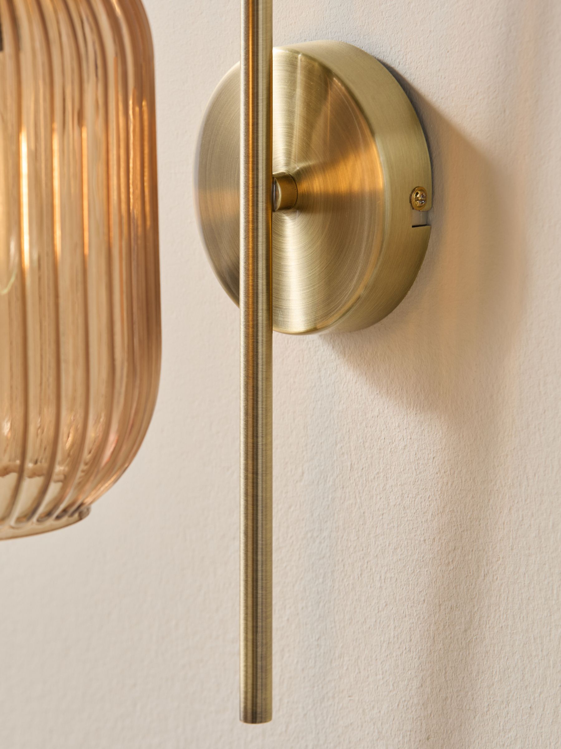 Briz Ribbed Glass Wall Light in Amber Brown - Image 3 of 5