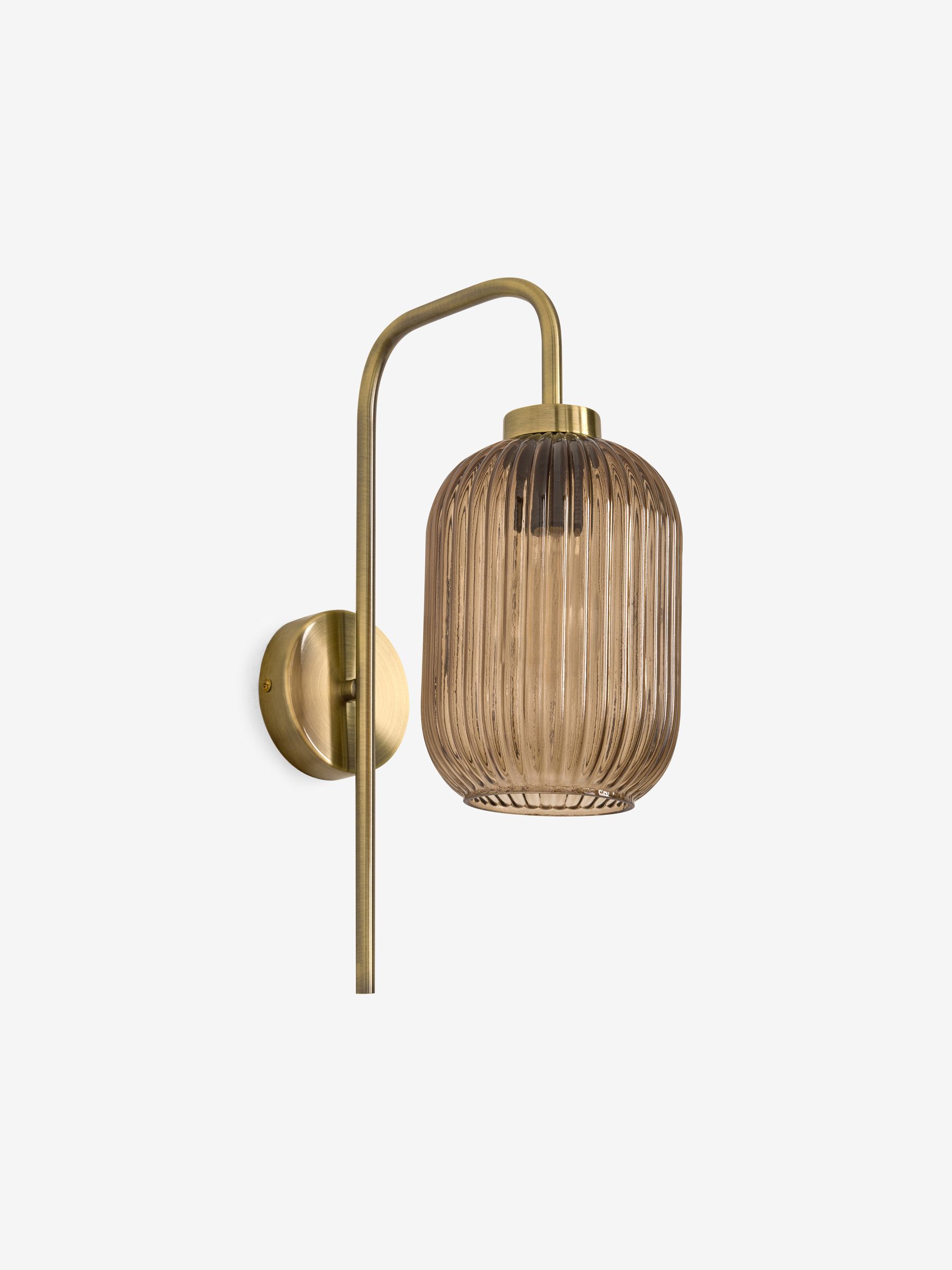 Briz Ribbed Glass Wall Light in Amber Brown - Image 4 of 5