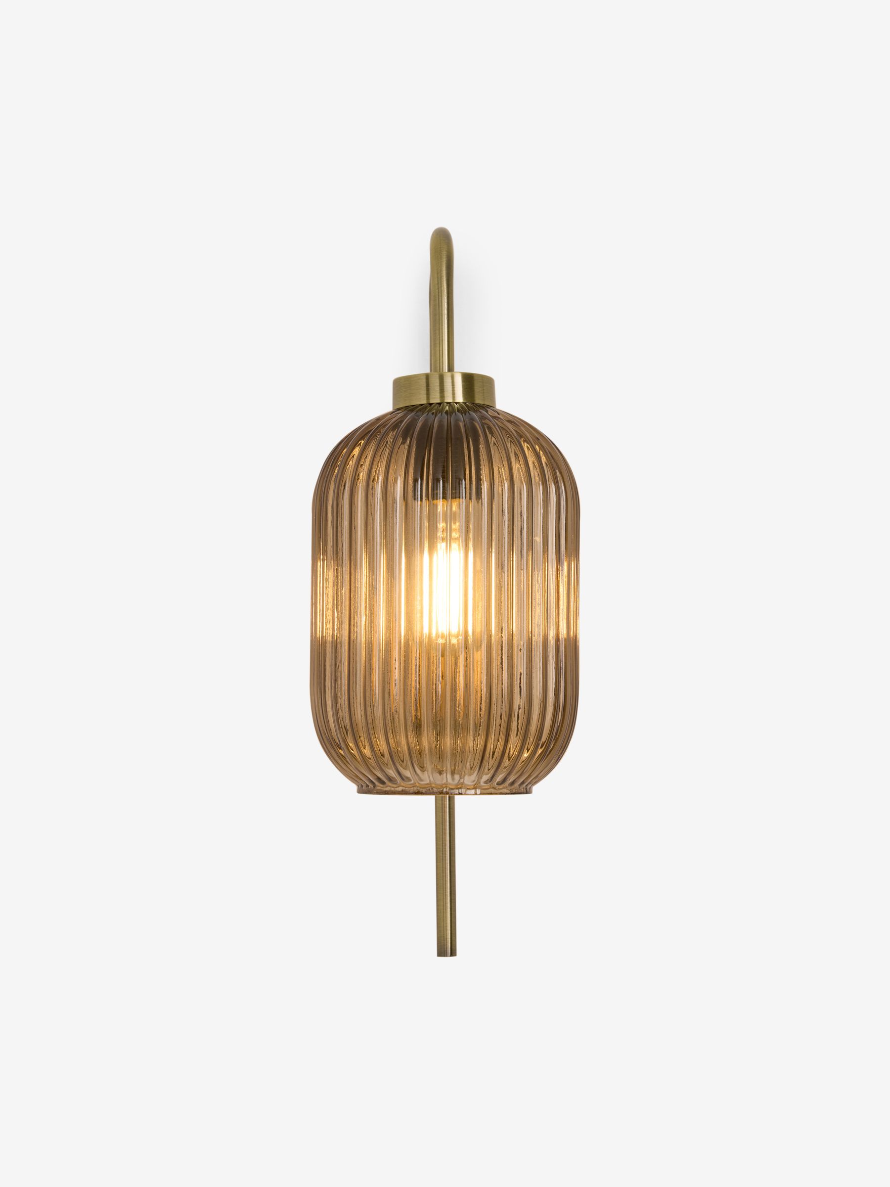 Briz Ribbed Glass Wall Light in Amber Brown - Image 5 of 5