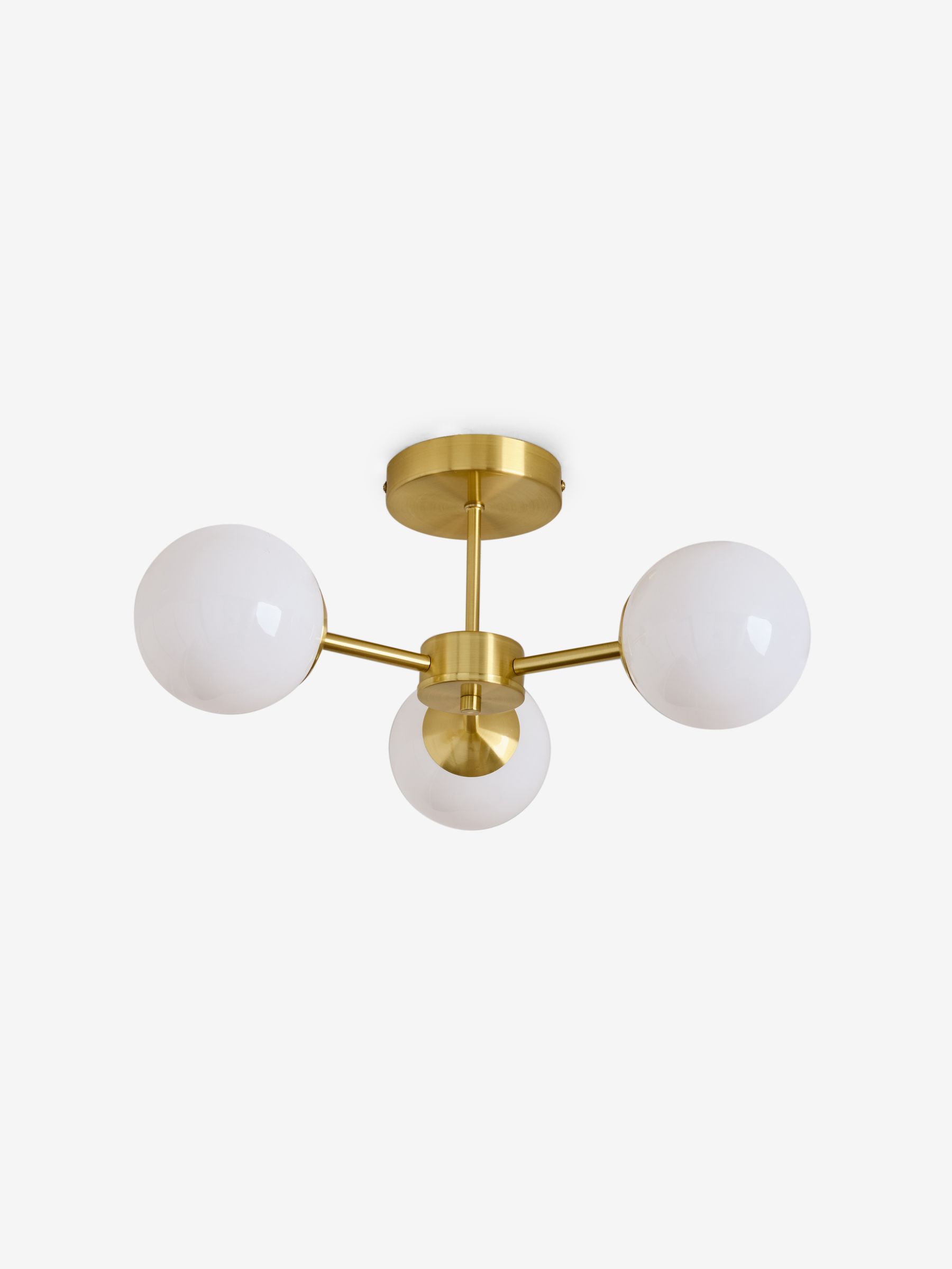 Globe 3 Light Flush Fitting Ceiling Light in Brass/Opal Glass - Image 5 of 6