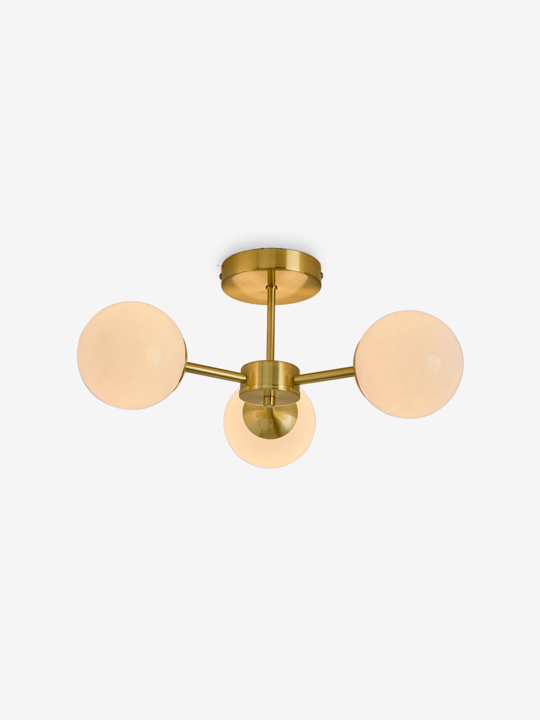 Globe 3 Light Flush Fitting Ceiling Light in Brass/Opal Glass - Image 6 of 6