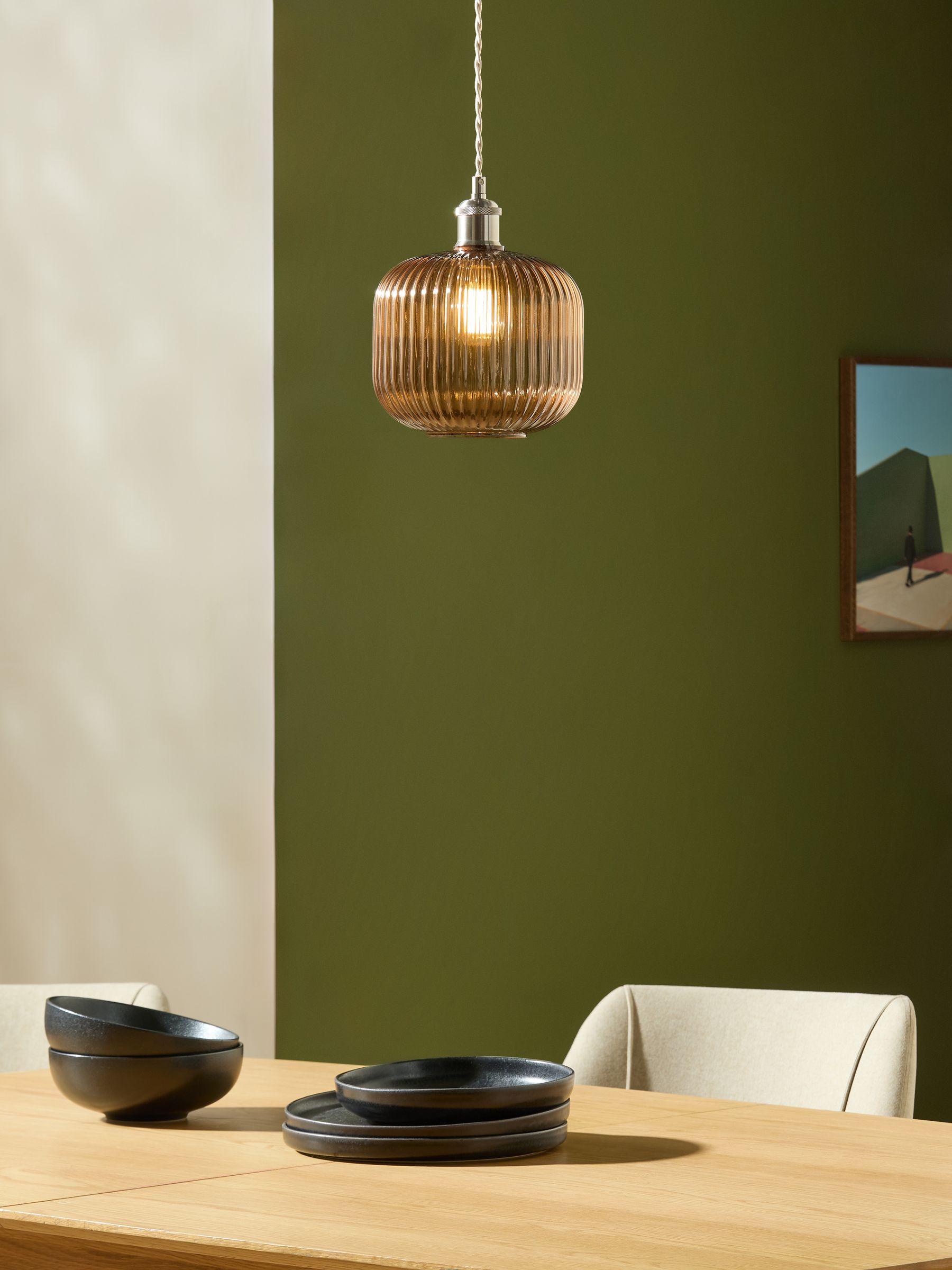 Briz Ribbed Glass Easy Fit Light Shade in Brown - Image 1 of 5