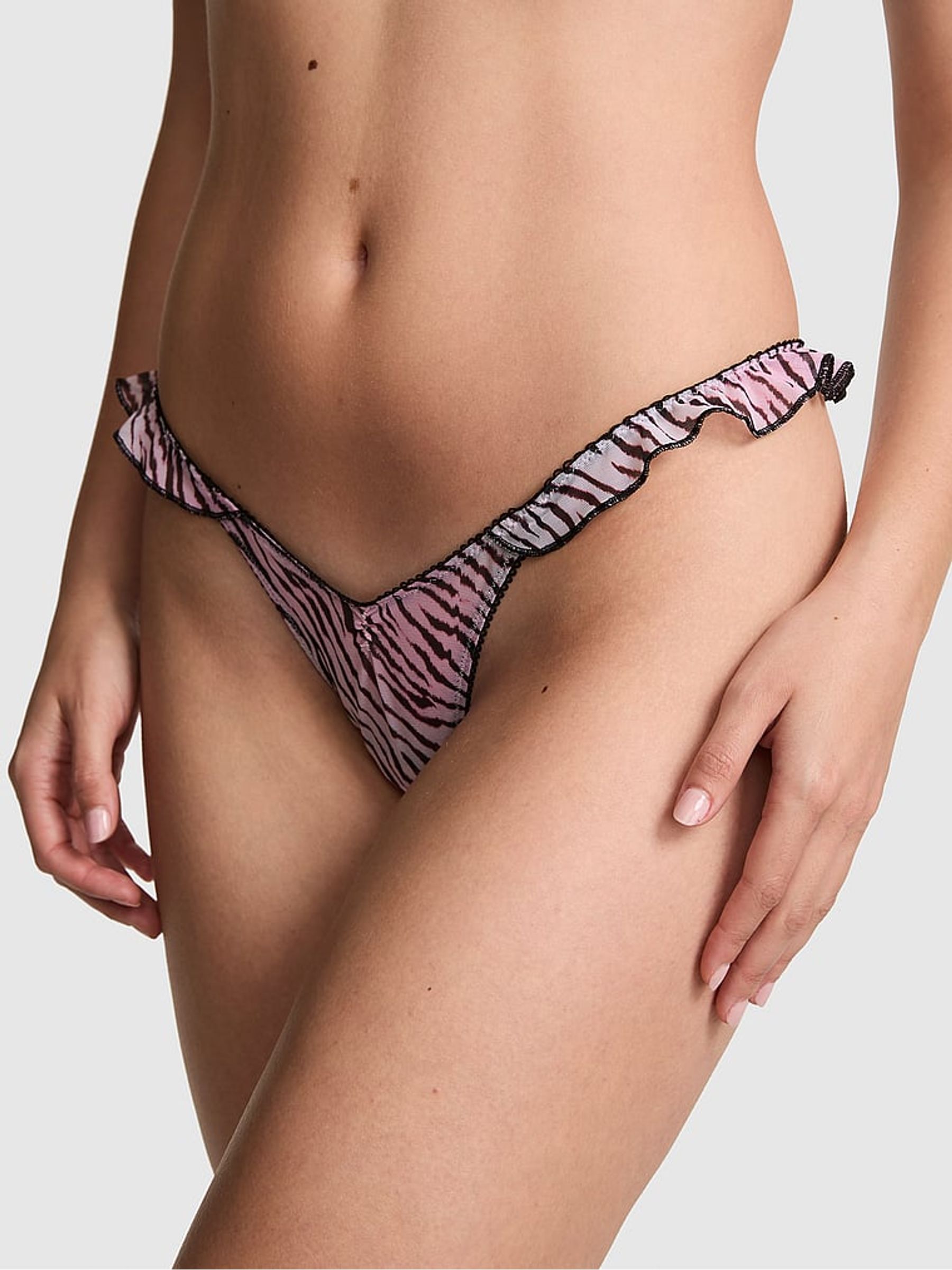 Pink Zebra Thong Flutter Knickers - Image 1 of 2