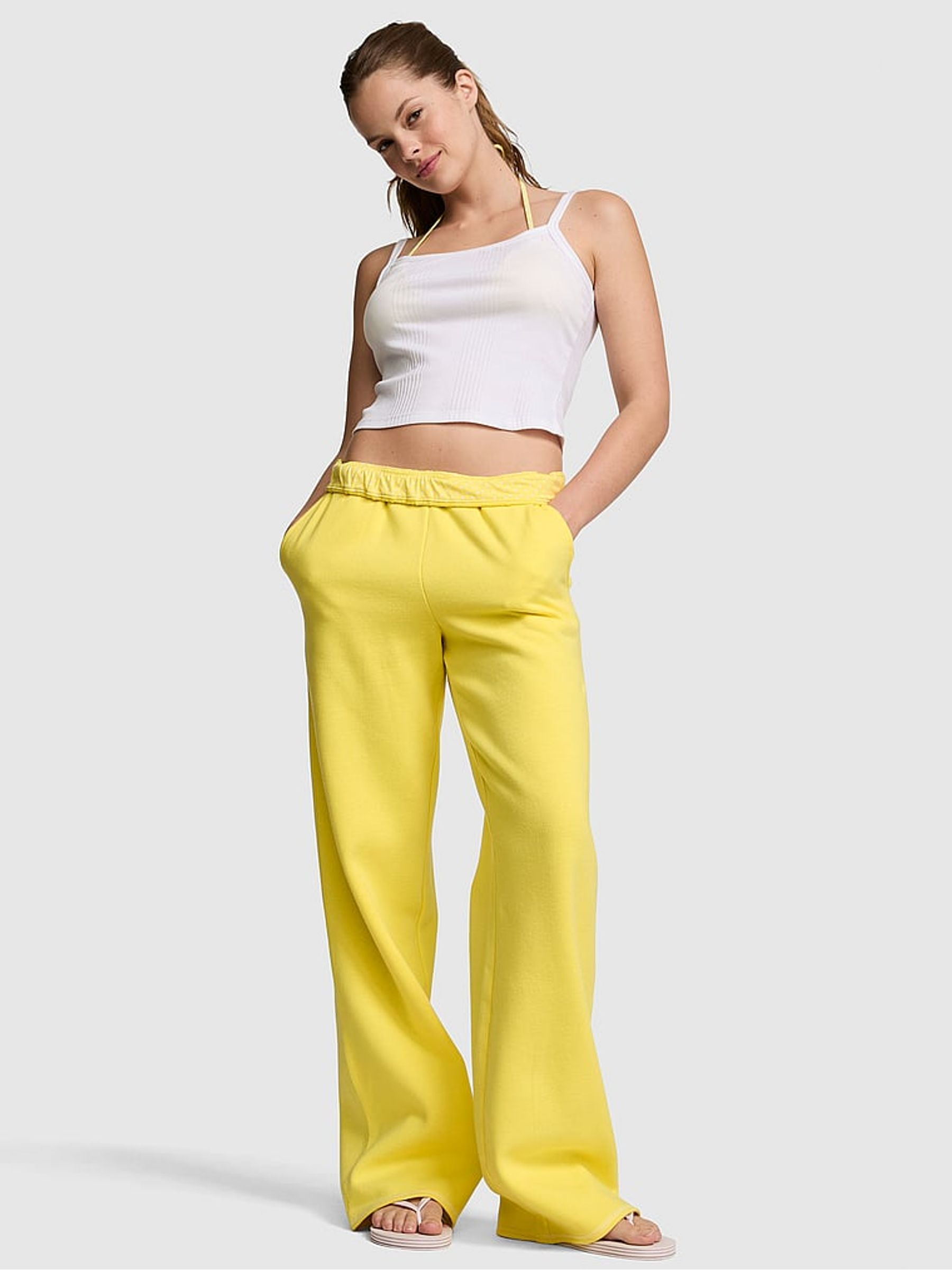 Canary Yellow Fleece Joggers - Image 1 of 2