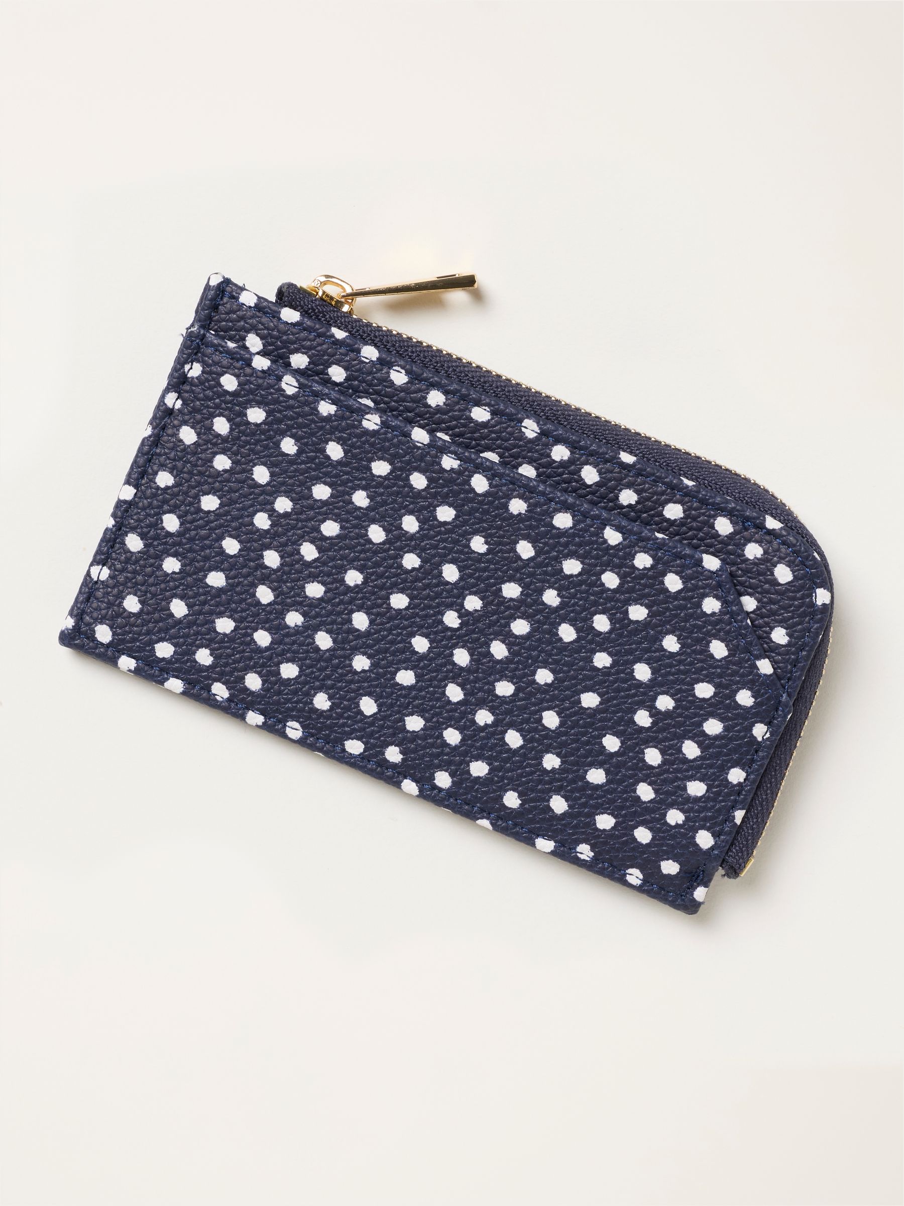 Navy Polka Dot Printed Card Holder - Image 1 of 3