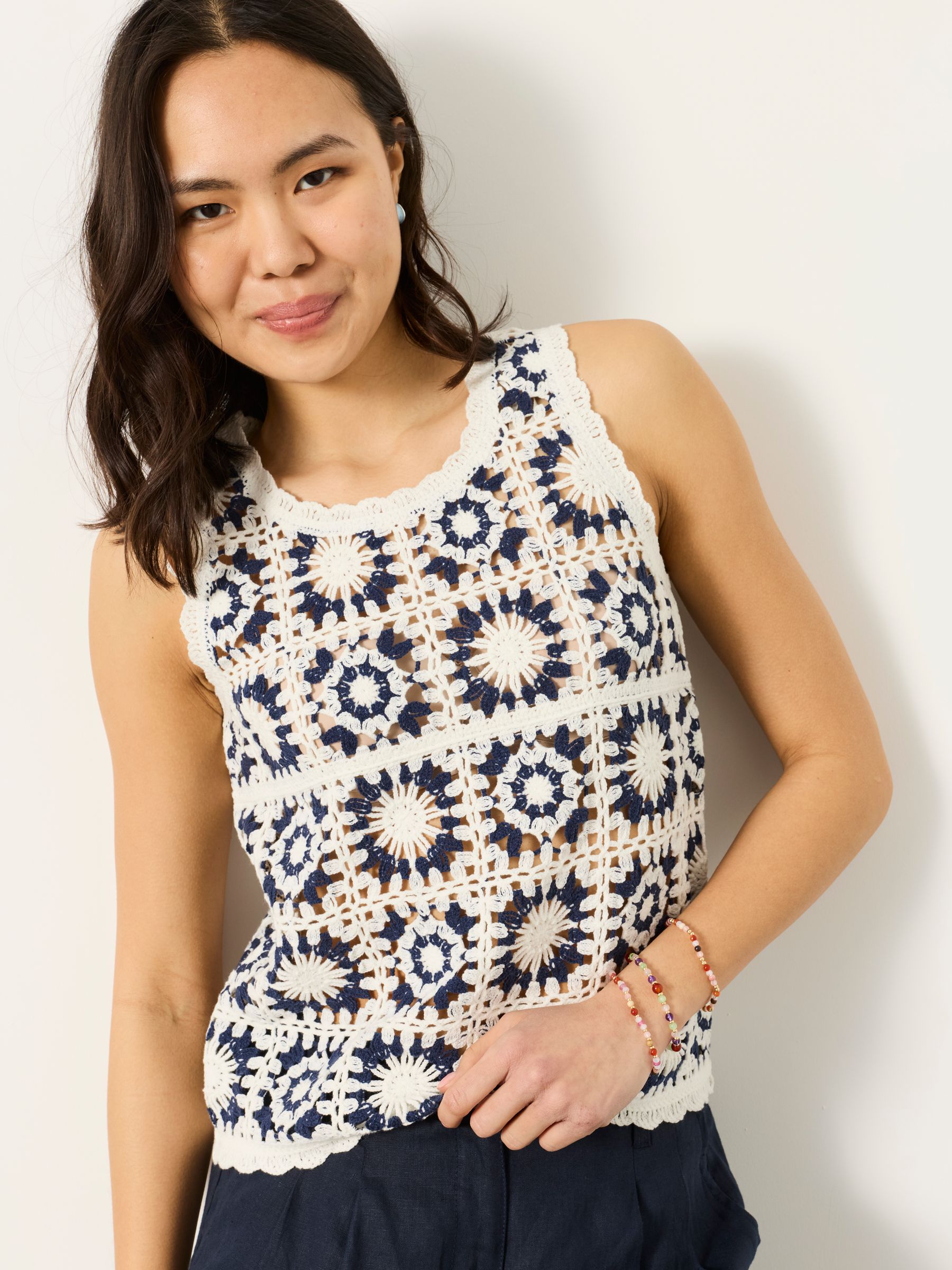 Sooz Ivory Crochet Knitted Tank Top - Image 3 of 6