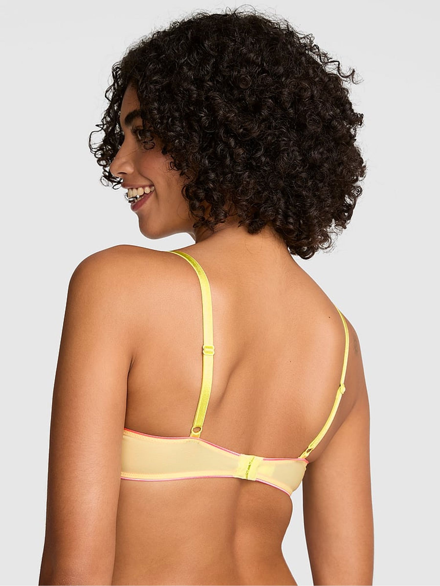 Tropical Pear Yellow Push Up Cotton Heather Lace Trim Bra - Image 2 of 3
