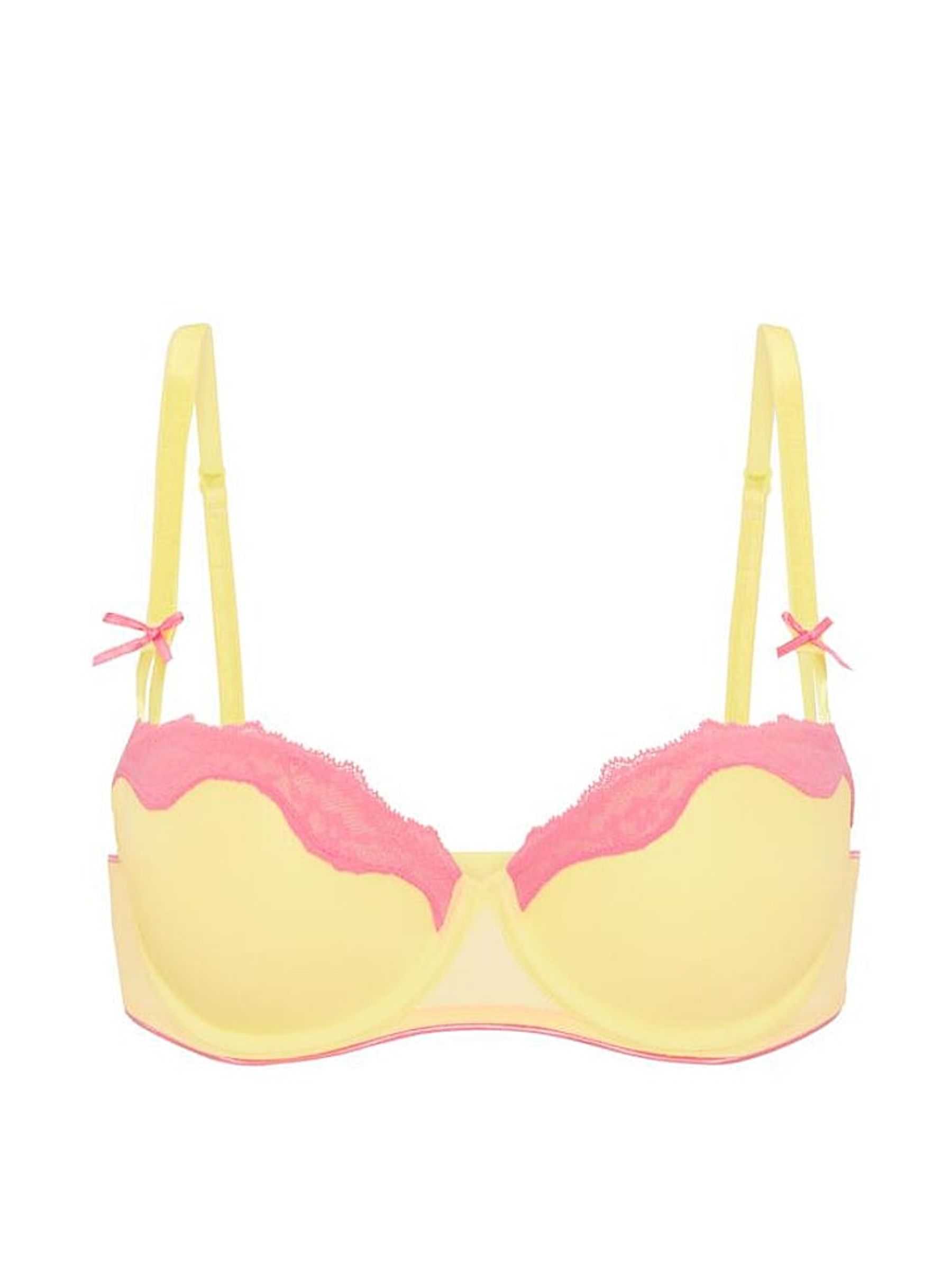 Tropical Pear Yellow Push Up Cotton Heather Lace Trim Bra - Image 3 of 3