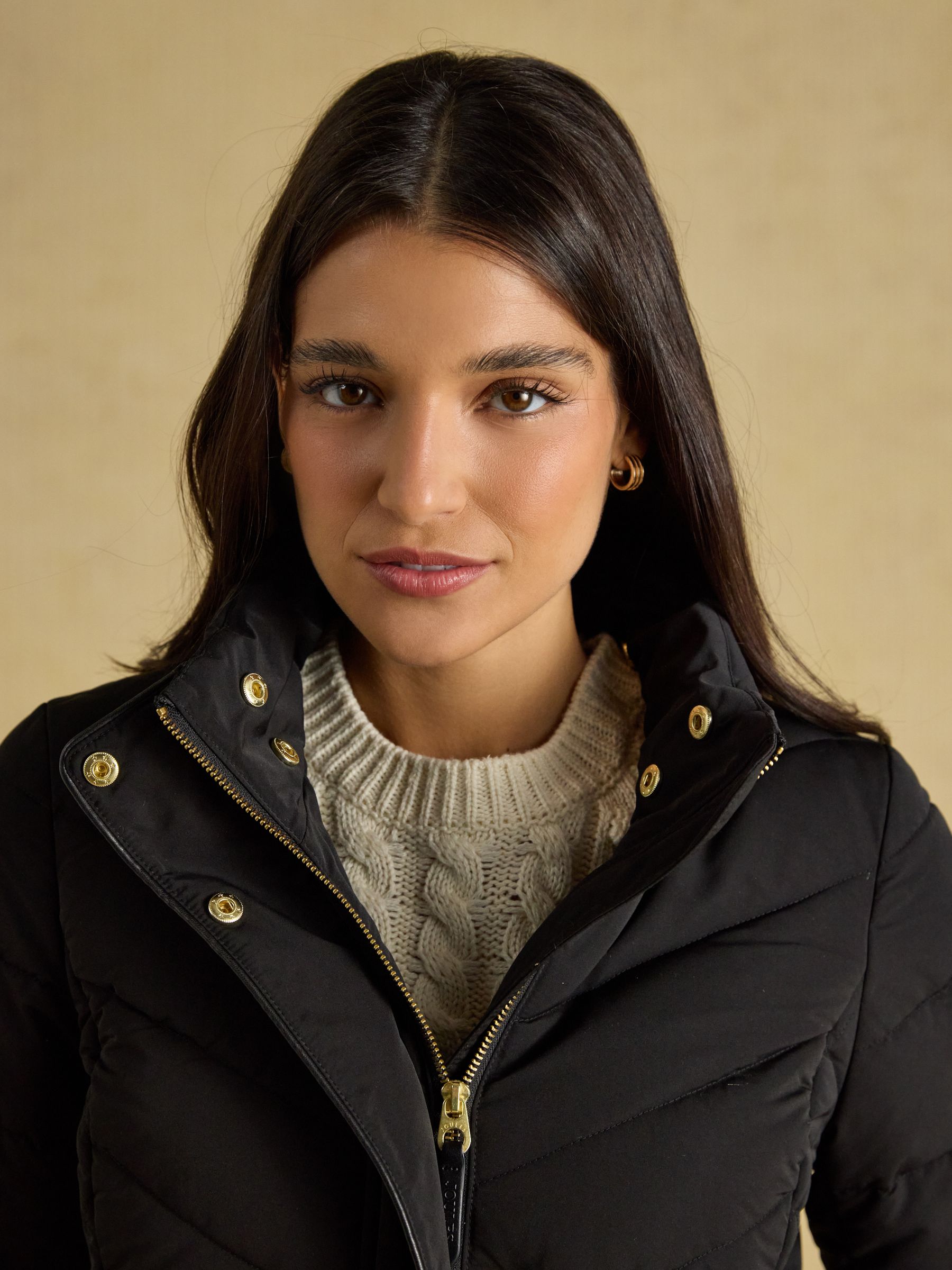 Aspen Black Showerproof Longline Padded Coat with Faux Fur Hood - Image 8 of 13