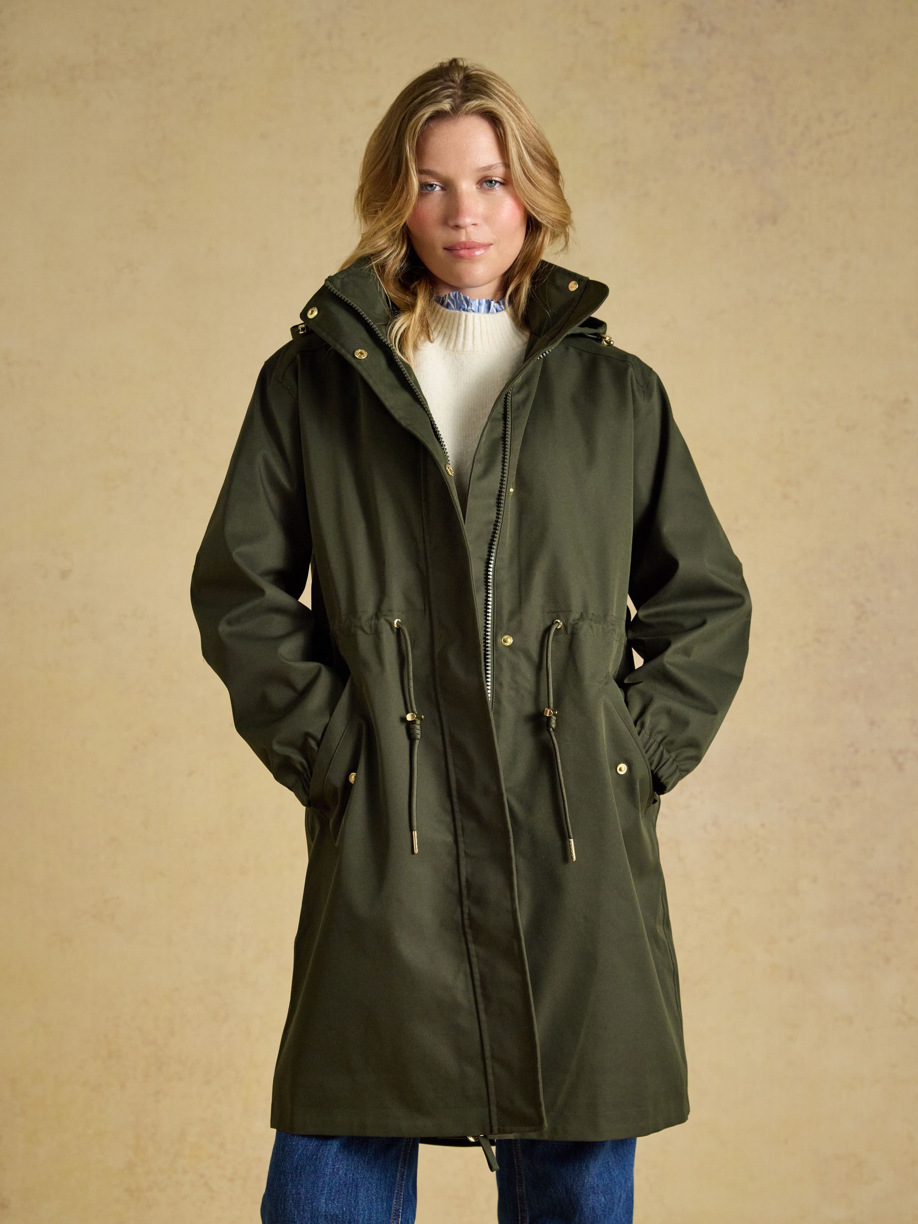 Stormwell Khaki Green Waterproof Longline Raincoat with Hood - Image 1 of 12