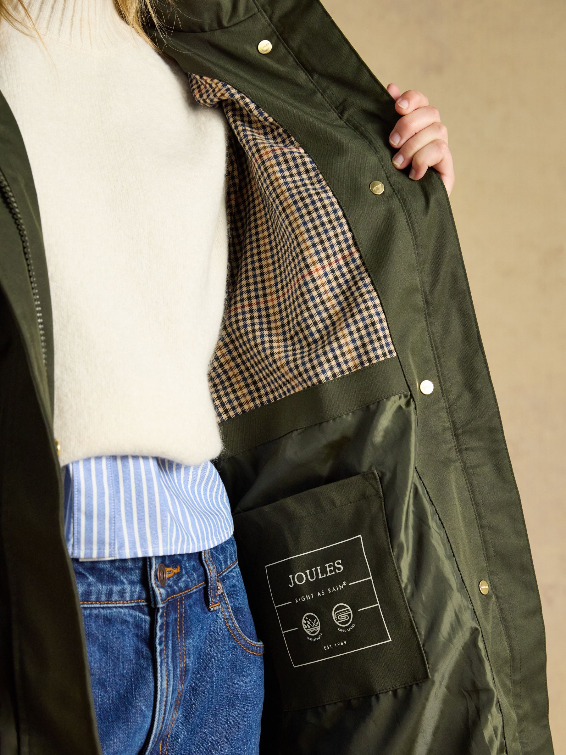 Stormwell Khaki Green Waterproof Longline Raincoat with Hood - Image 9 of 12