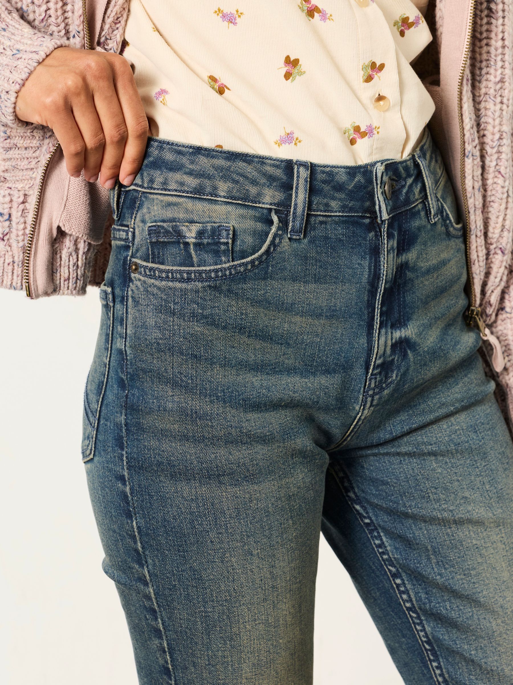 Chesham Dark Teal Blue Petite Girlfriend Jeans - Image 3 of 6