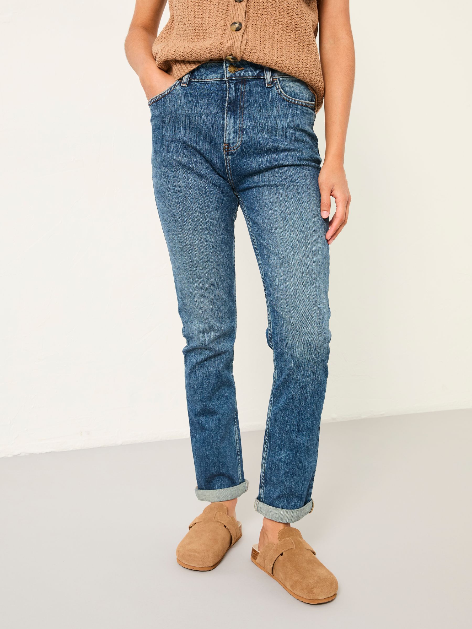 Chesham Indigo Blue Petite Girlfriend Jeans - Image 1 of 8 Chesham Indigo Blue Petite Girlfriend Jeans - Image 1 of 8