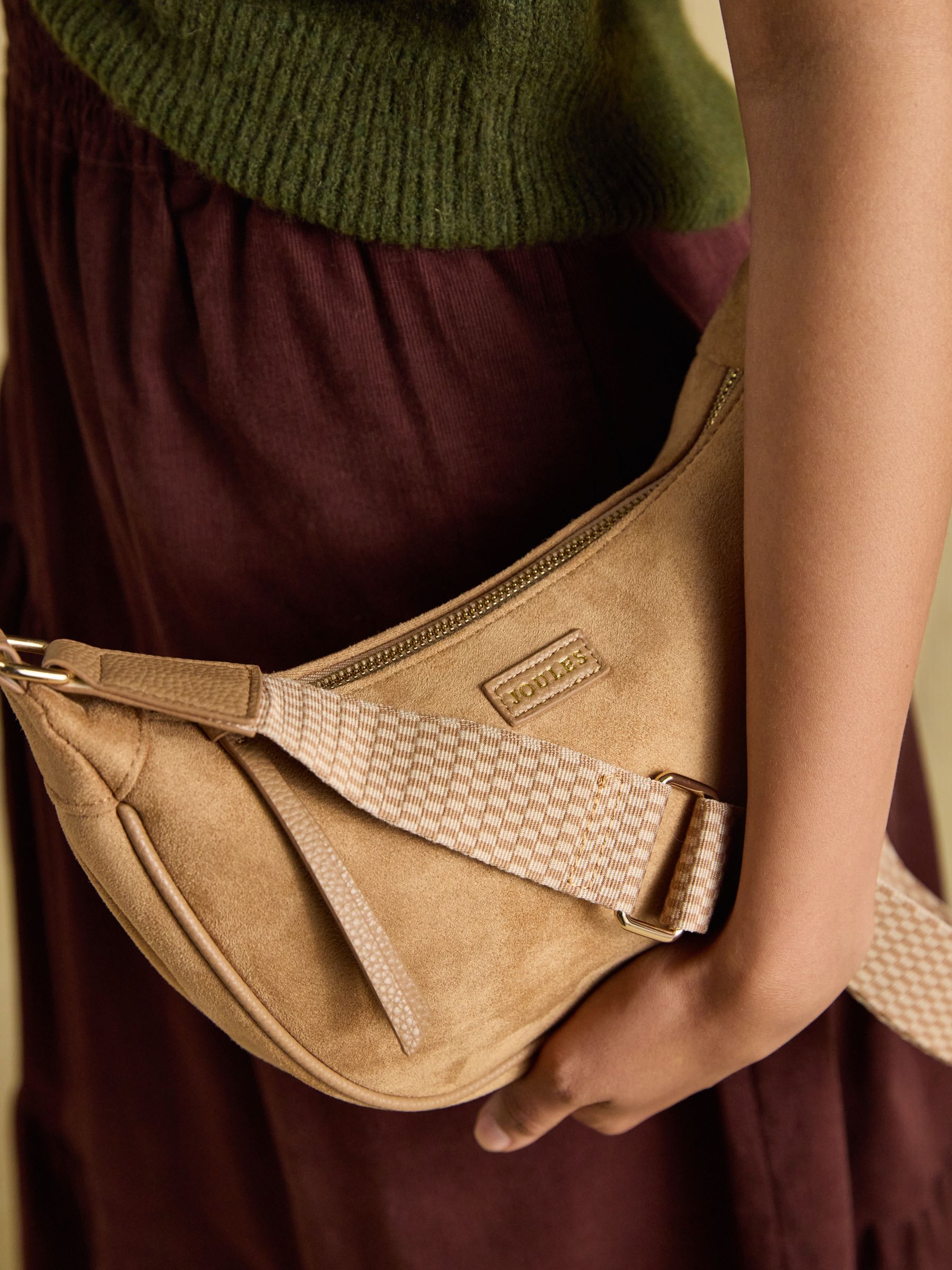 Suedette Neutral Moon Cross Body bag - Image 3 of 10