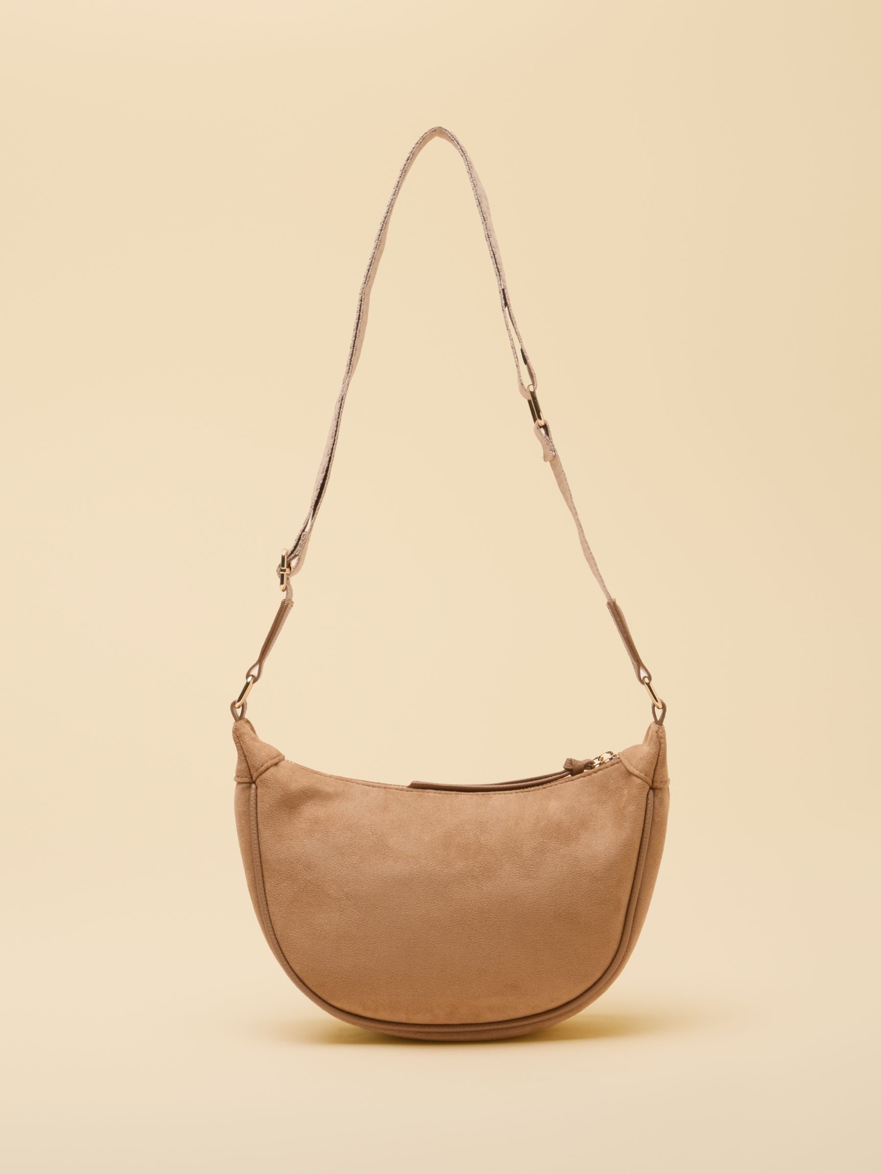 Suedette Neutral Moon Cross Body bag - Image 7 of 10