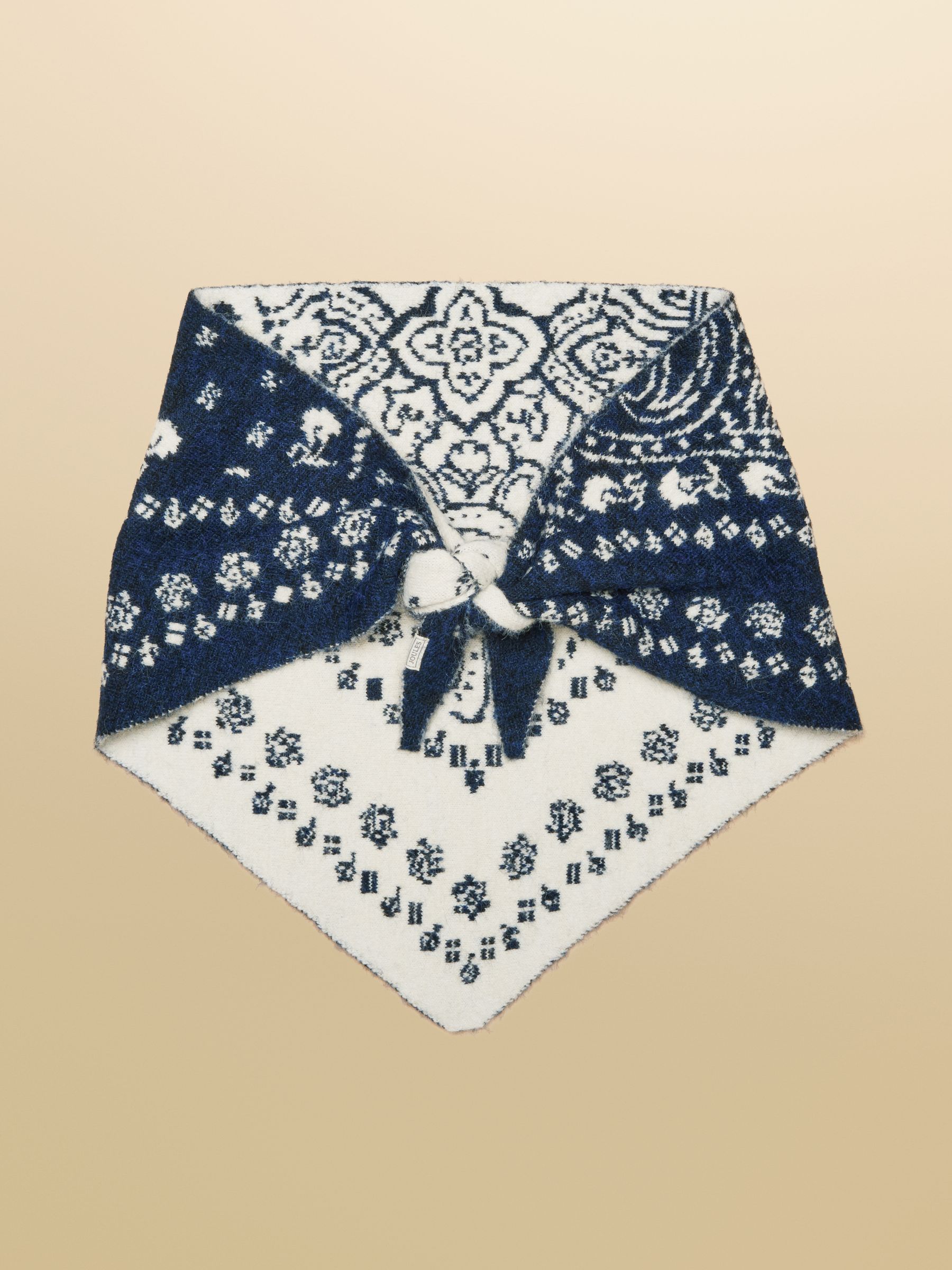 Kendra Blue & White Bandana Reversible Triangle Scarf - Image 7 of 7