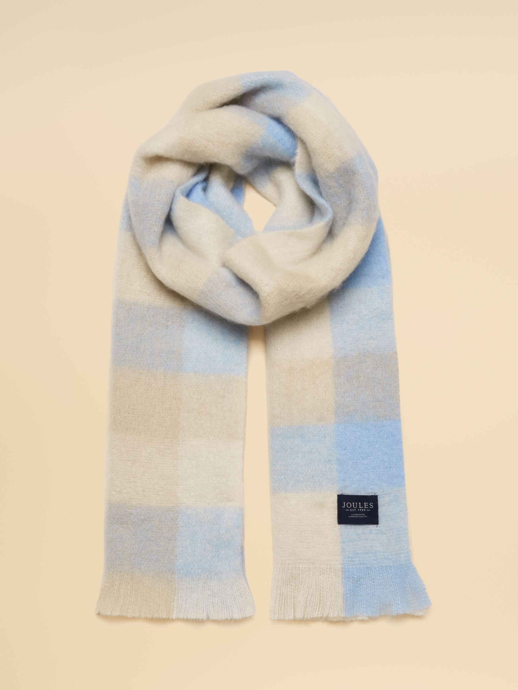 Betsy Blue & Ecru Gingham Brushed Scarf - Image 1 of 8