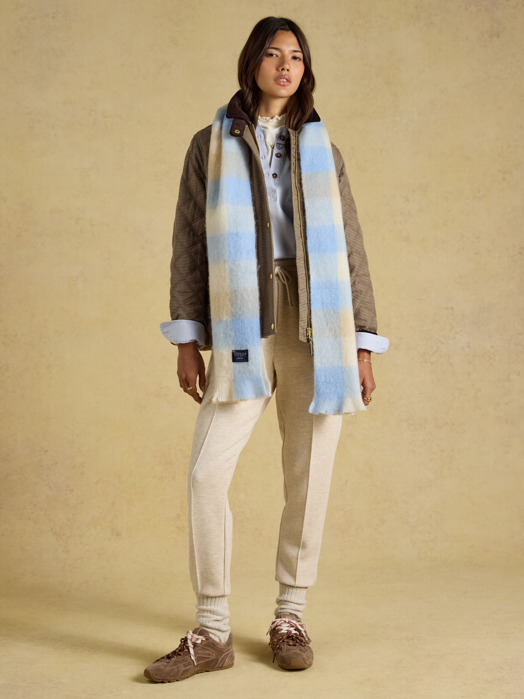 Betsy Blue & Ecru Gingham Brushed Scarf - Image 4 of 8