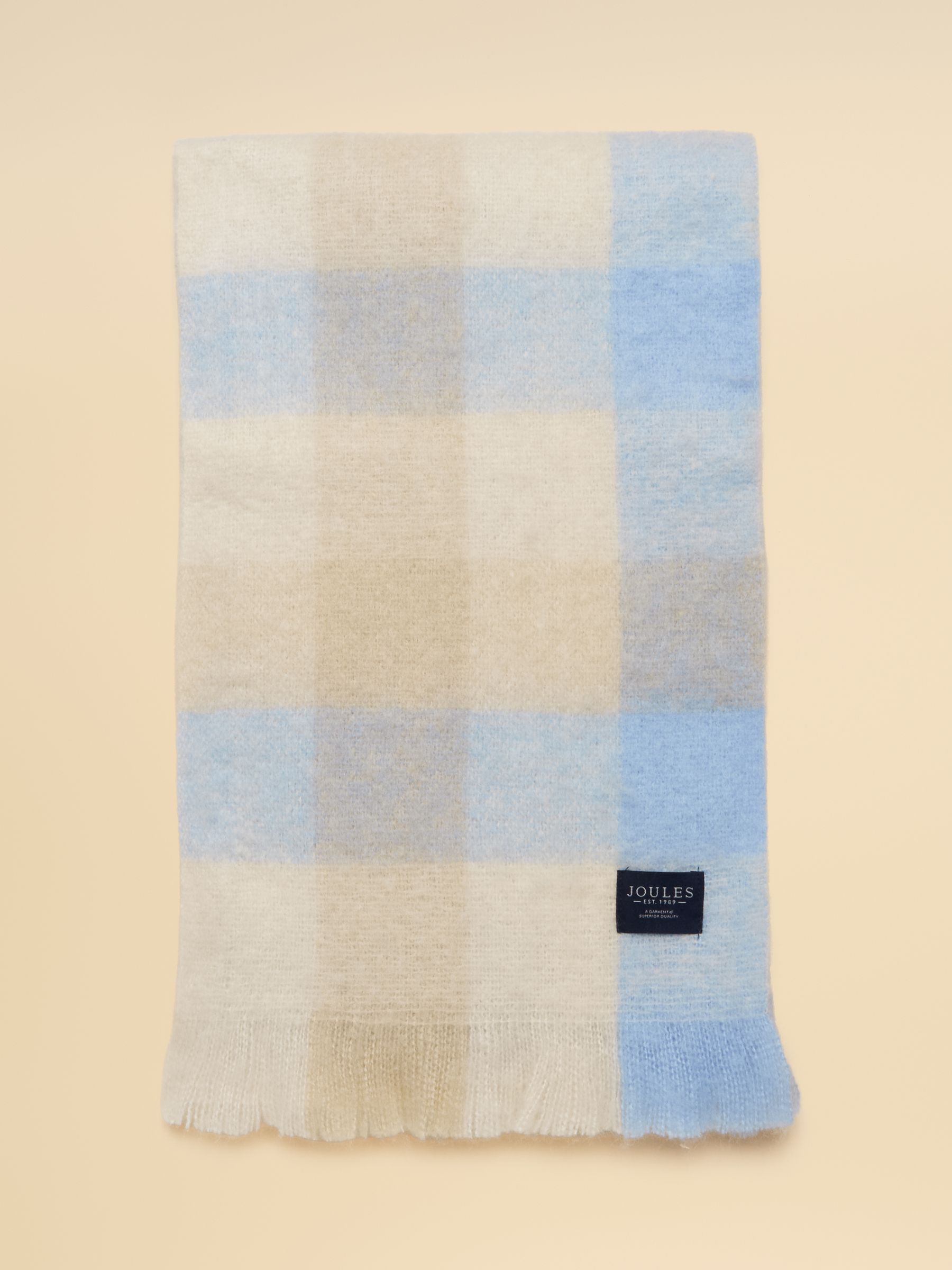 Betsy Blue & Ecru Gingham Brushed Scarf - Image 6 of 8
