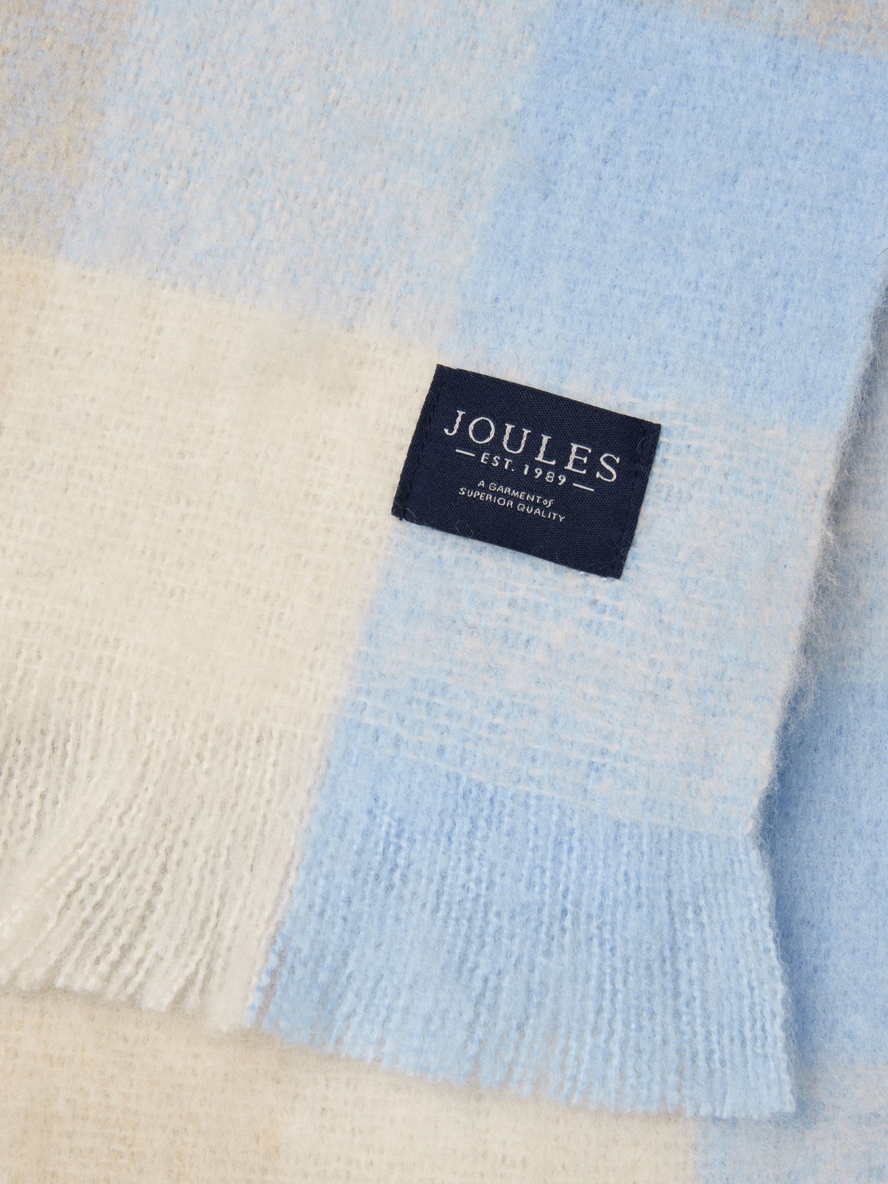 Betsy Blue & Ecru Gingham Brushed Scarf - Image 7 of 8