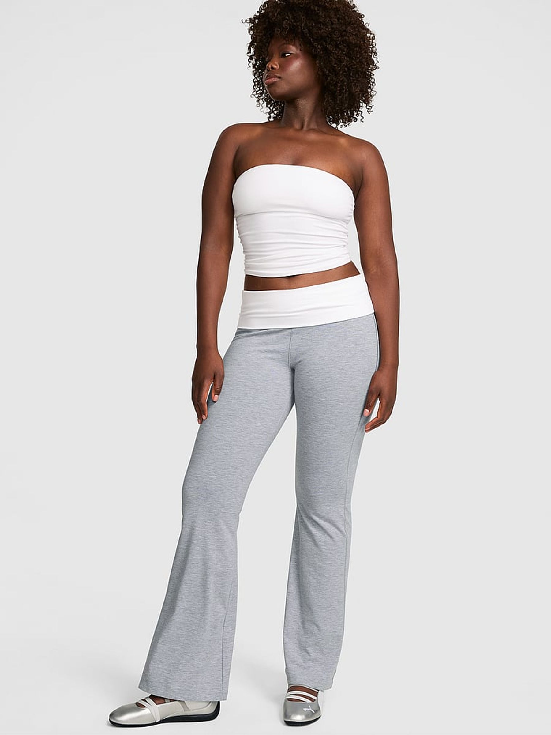 Medium Heather Grey Foldover Leggings - Image 1 of 2